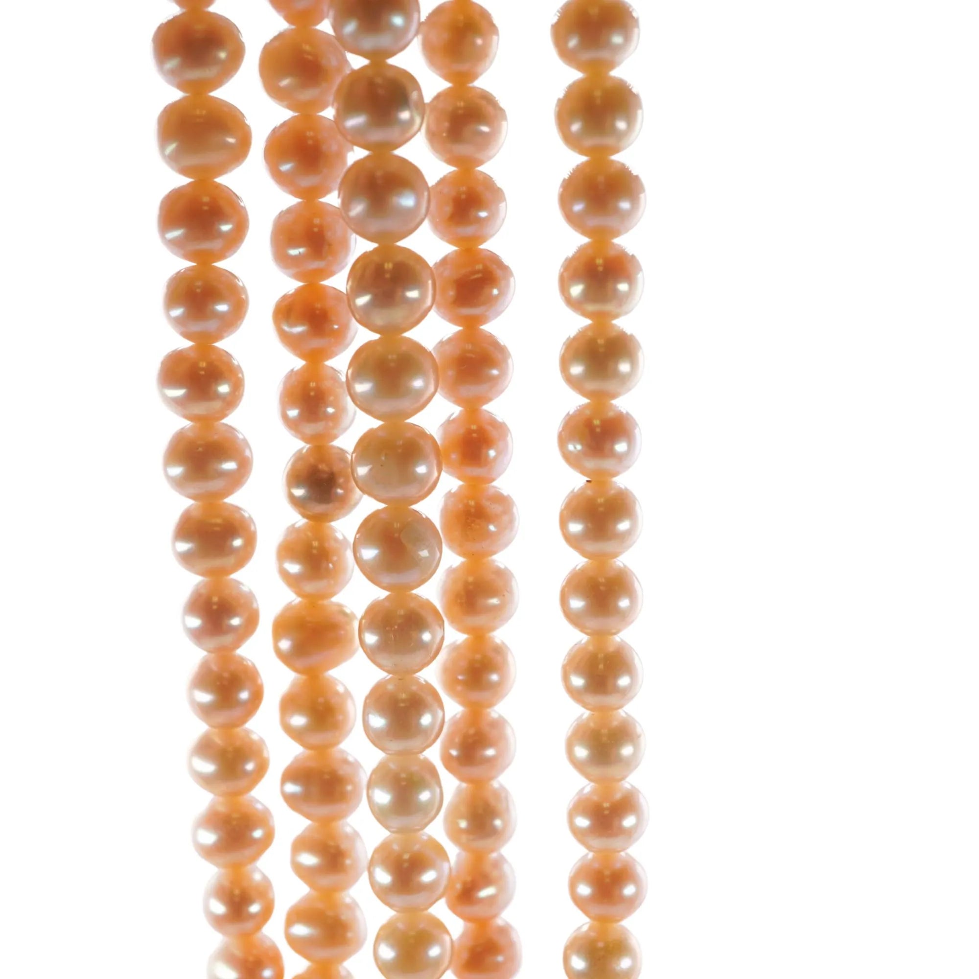 Peach Freshwater Pearls Potato Shape Strand Beads 