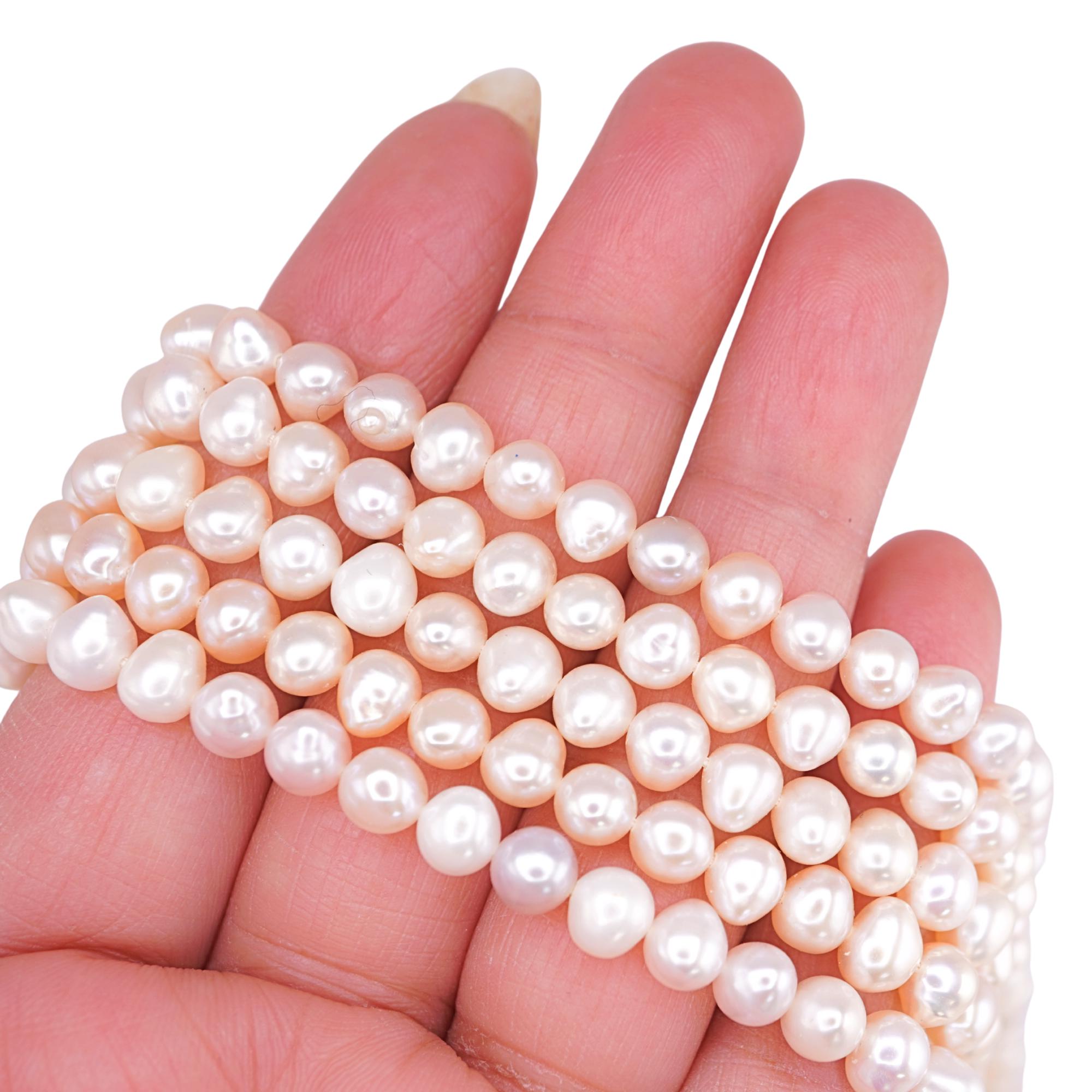 Peach Freshwater Pearls Potato Shape Strand Beads