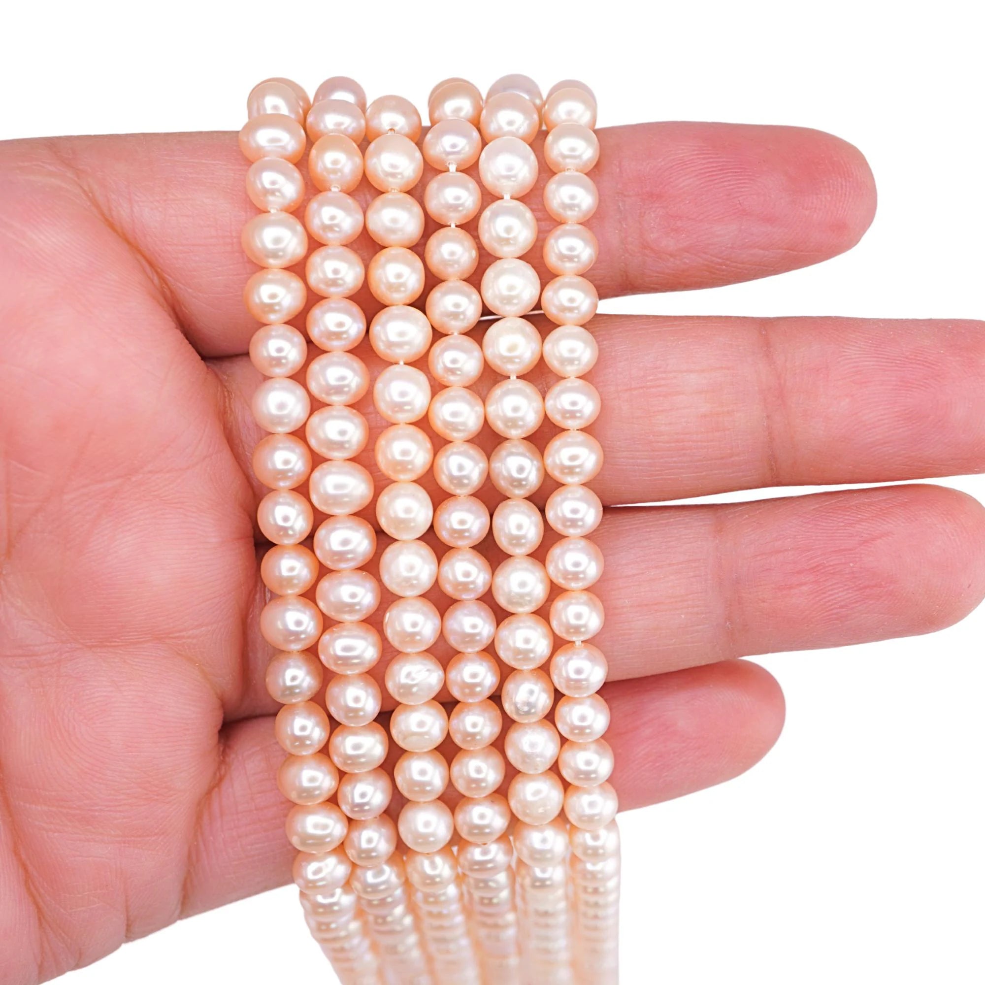 Peach Freshwater Pearls Potato Shape Strand Beads 