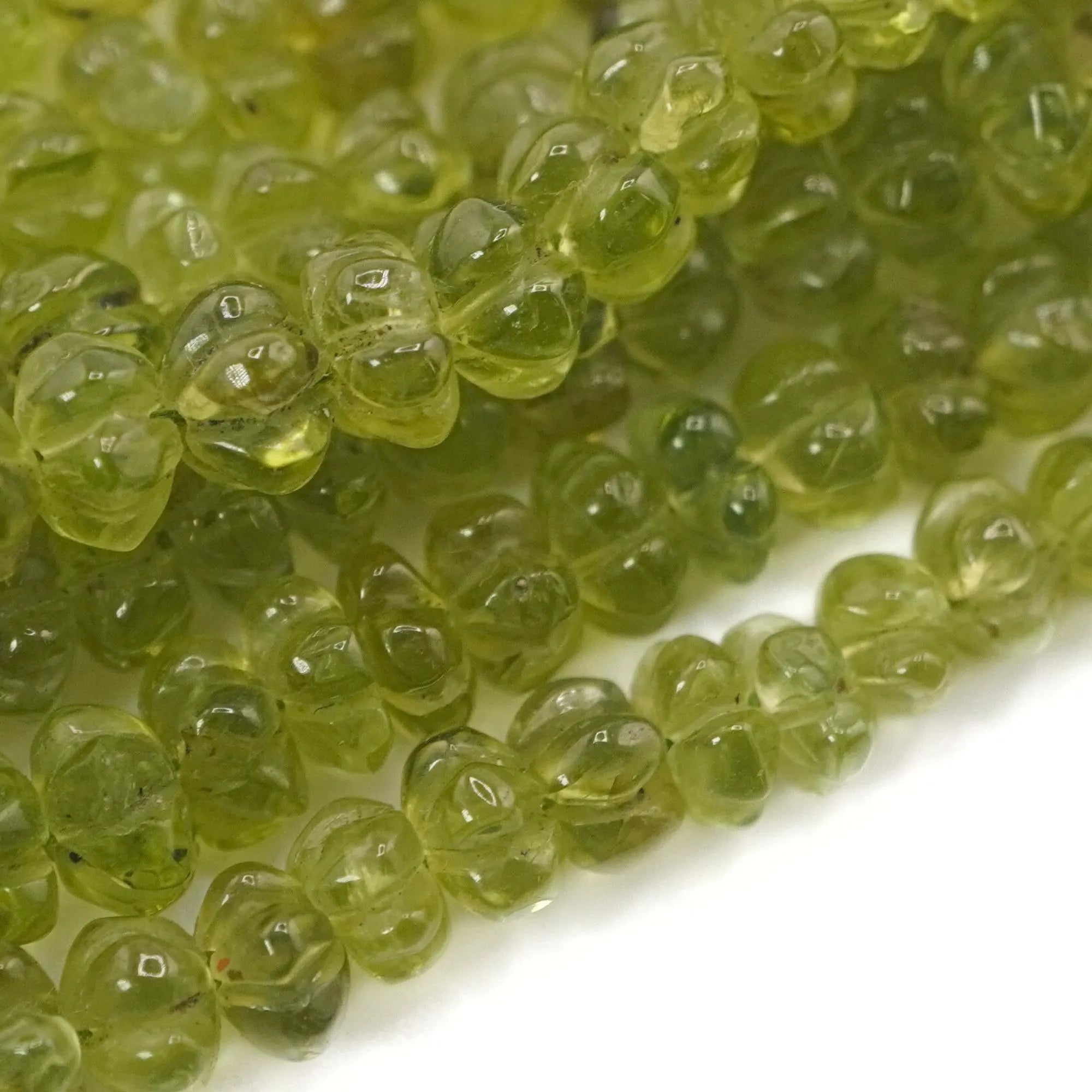 Peridot Carved Rondelle Shape Gemstone Strand Beads