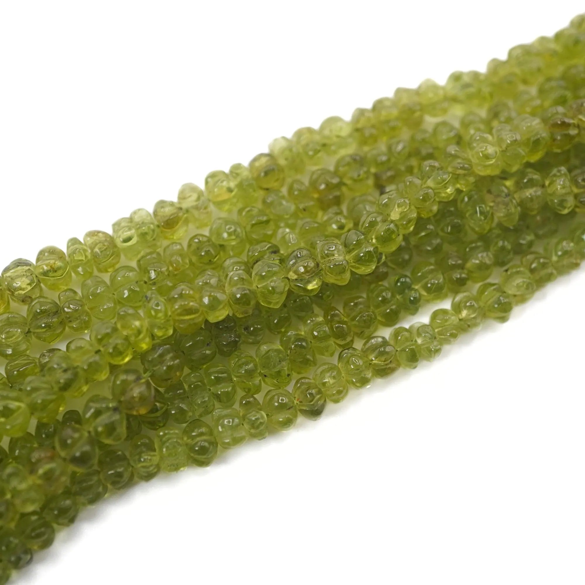 Peridot Carved Rondelle Shape Gemstone Strand Beads