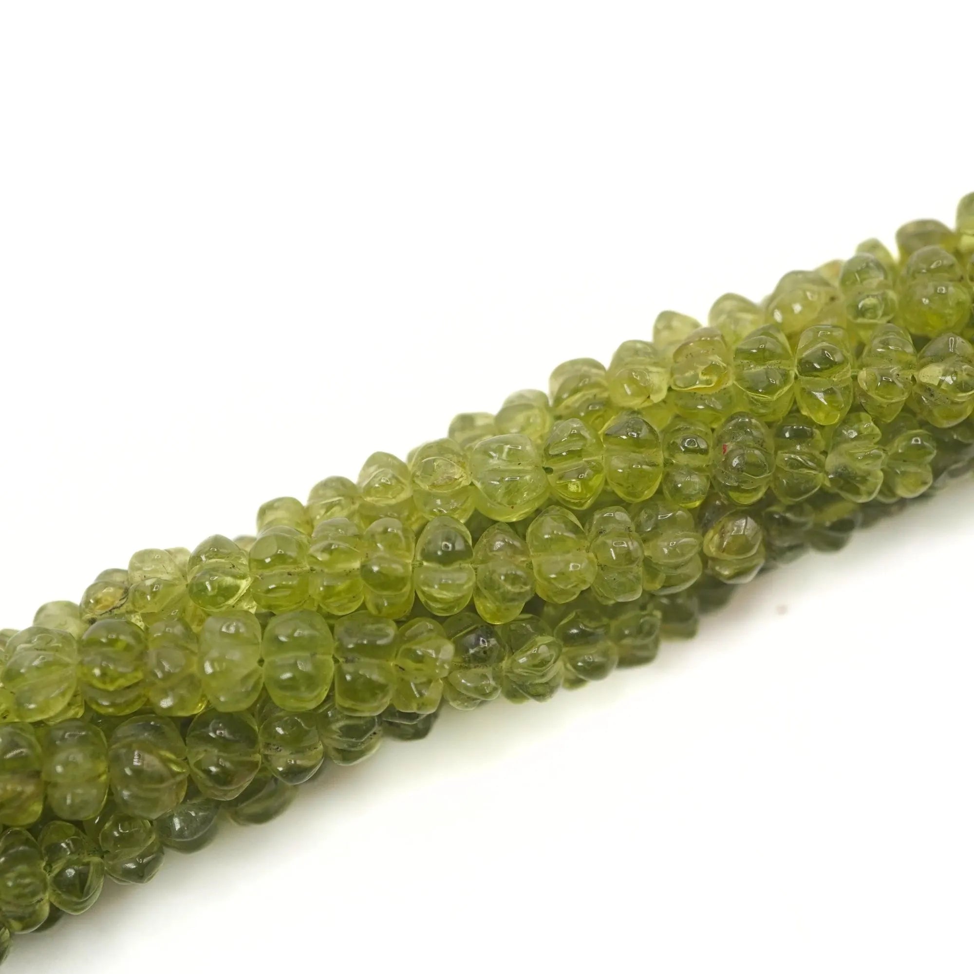 Peridot Carved Rondelle Shape Gemstone Strand Beads