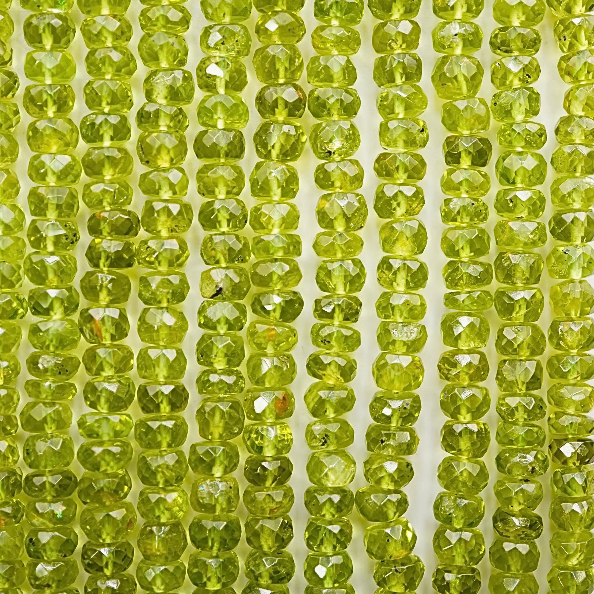 Peridot Faceted Rondelle Shape Gemstone Beads