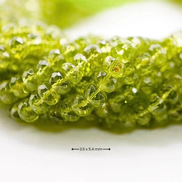 Peridot Faceted Rondelle Shape Gemstone Beads