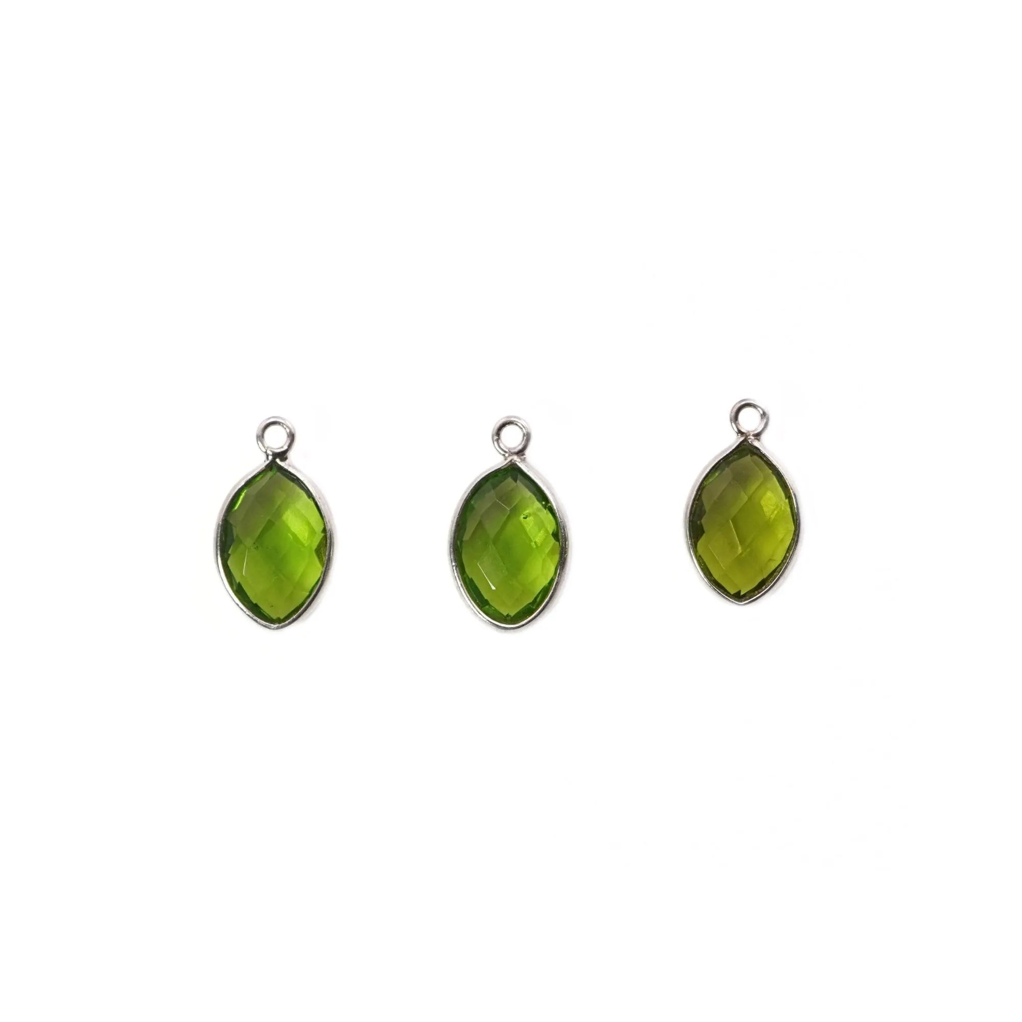 Peridot Marquise Gemstone Sterling Silver Bezel Findings Charm Pendant