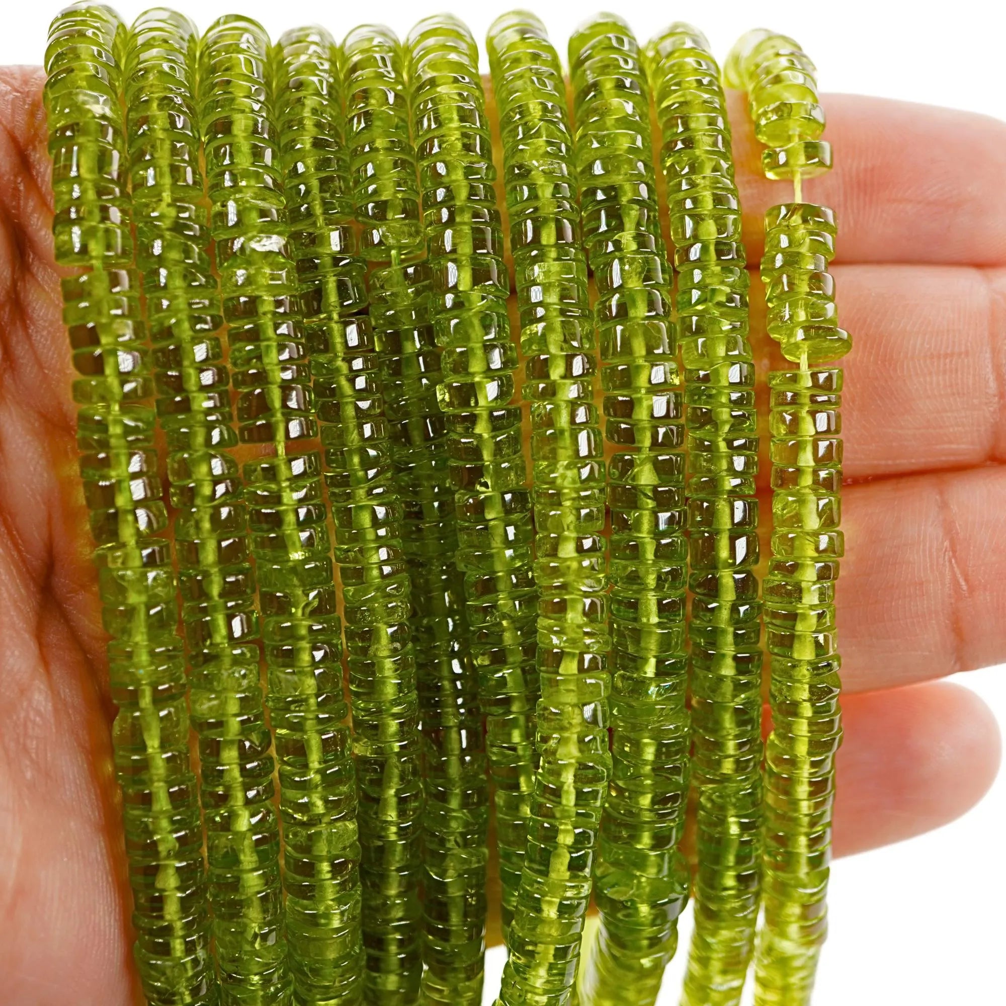 Peridot Smooth Finishing Wheel Shape Gemstone Beads