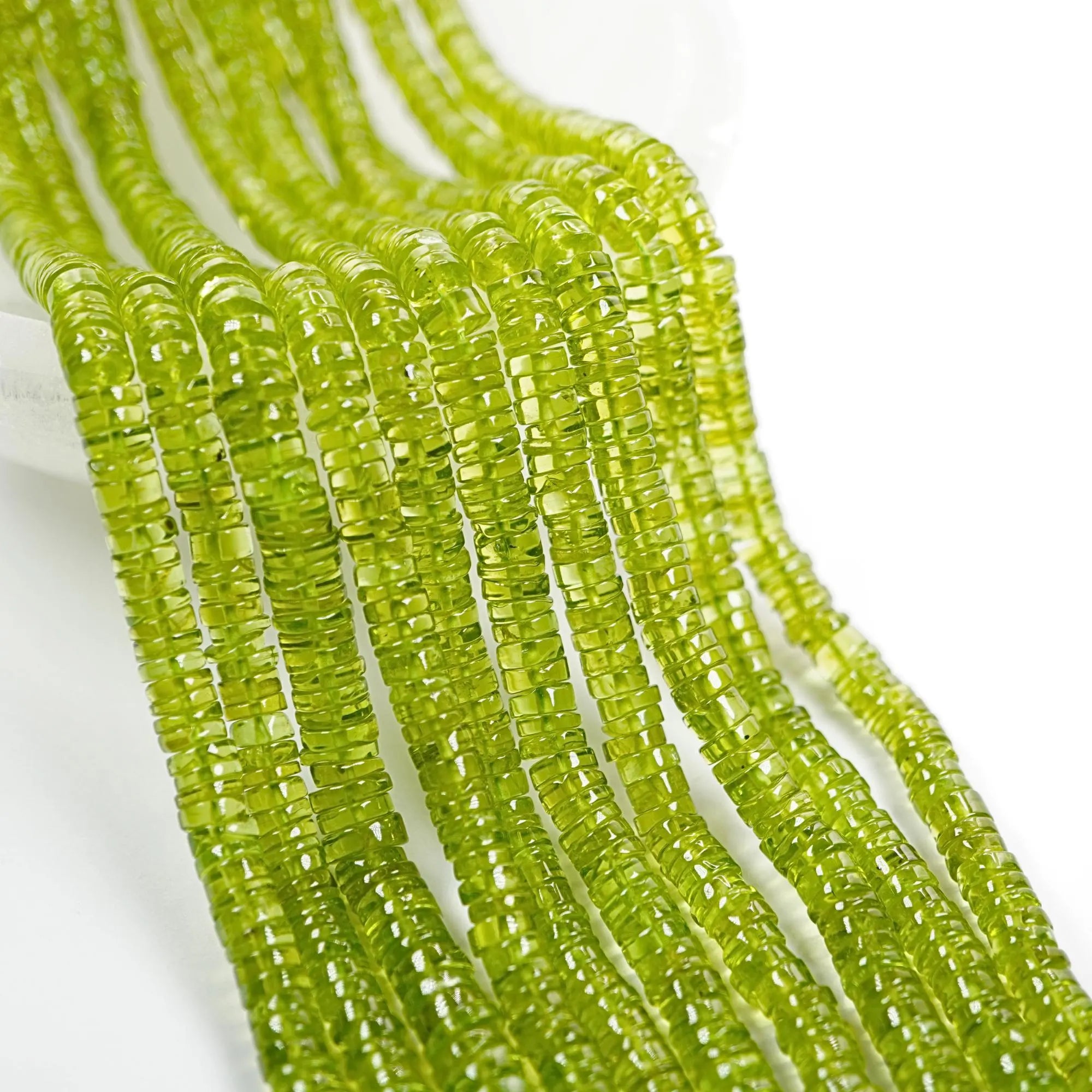 Peridot Smooth Finishing Wheel Shape Gemstone Beads