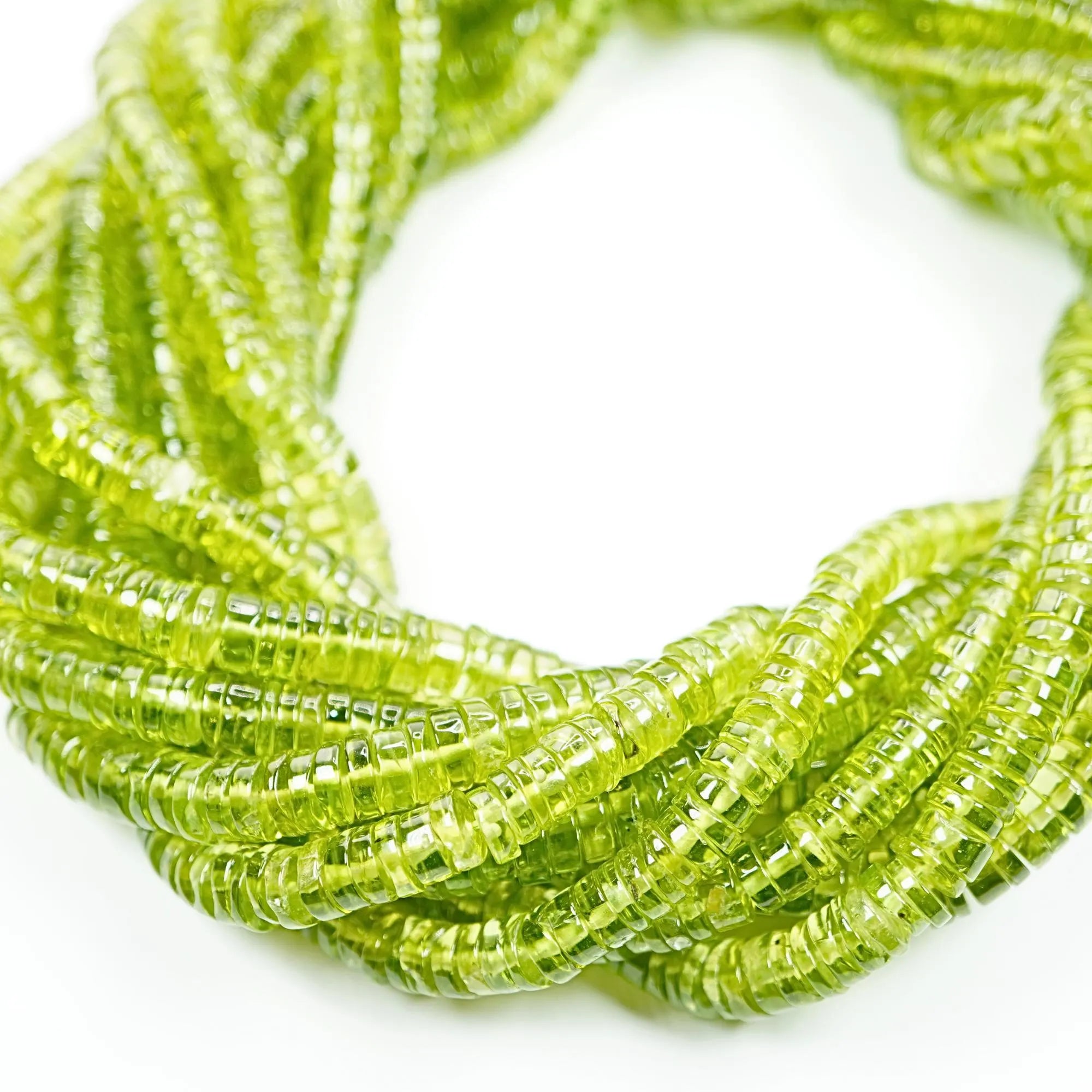 Peridot Smooth Finishing Wheel Shape Gemstone Beads