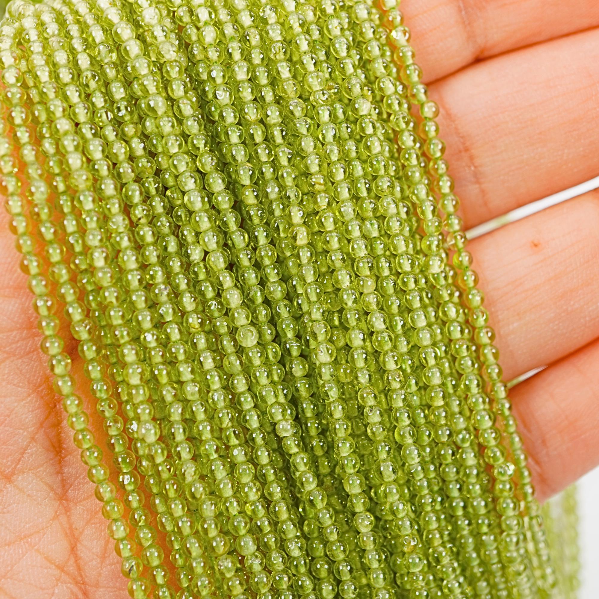 Peridot Smooth Round Shape Gemstone Strand Beads