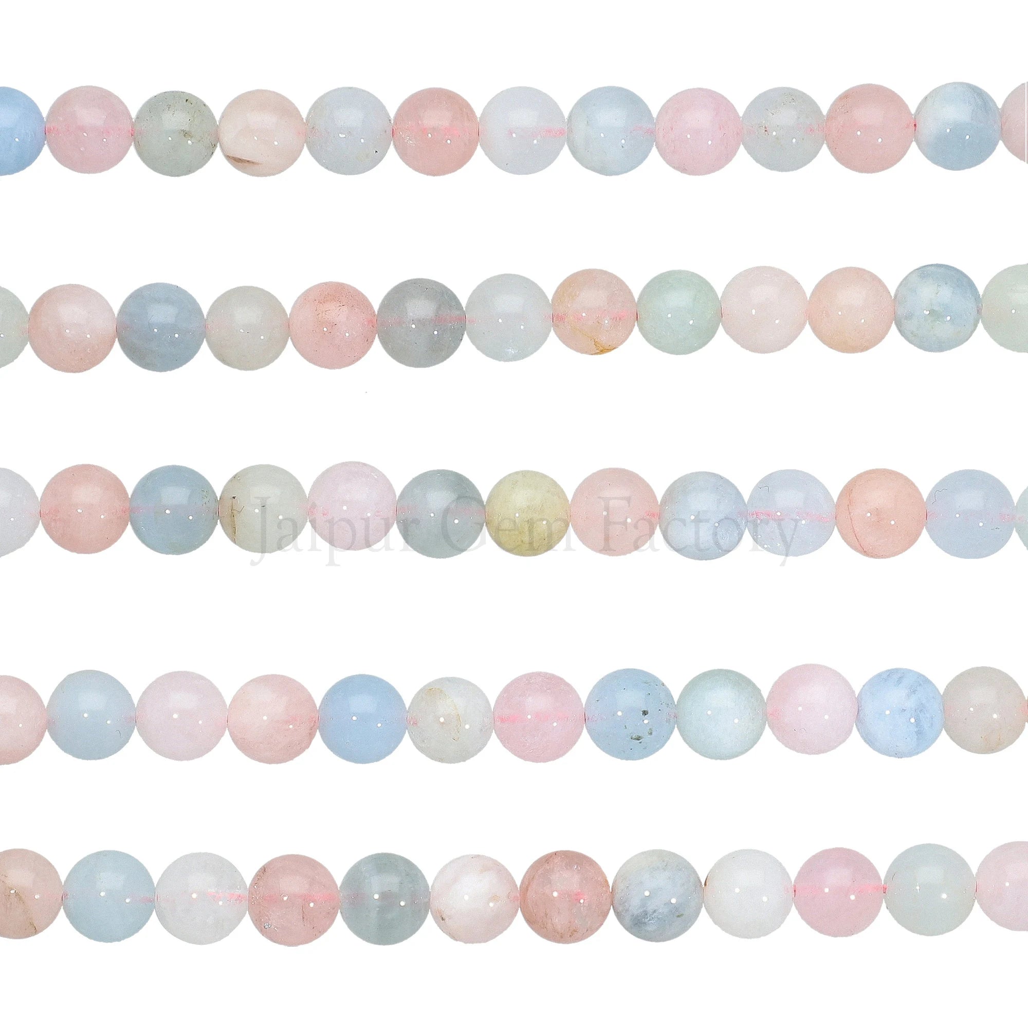 Pink Blue Morganite Smooth Round Loose Gemstone Beads 