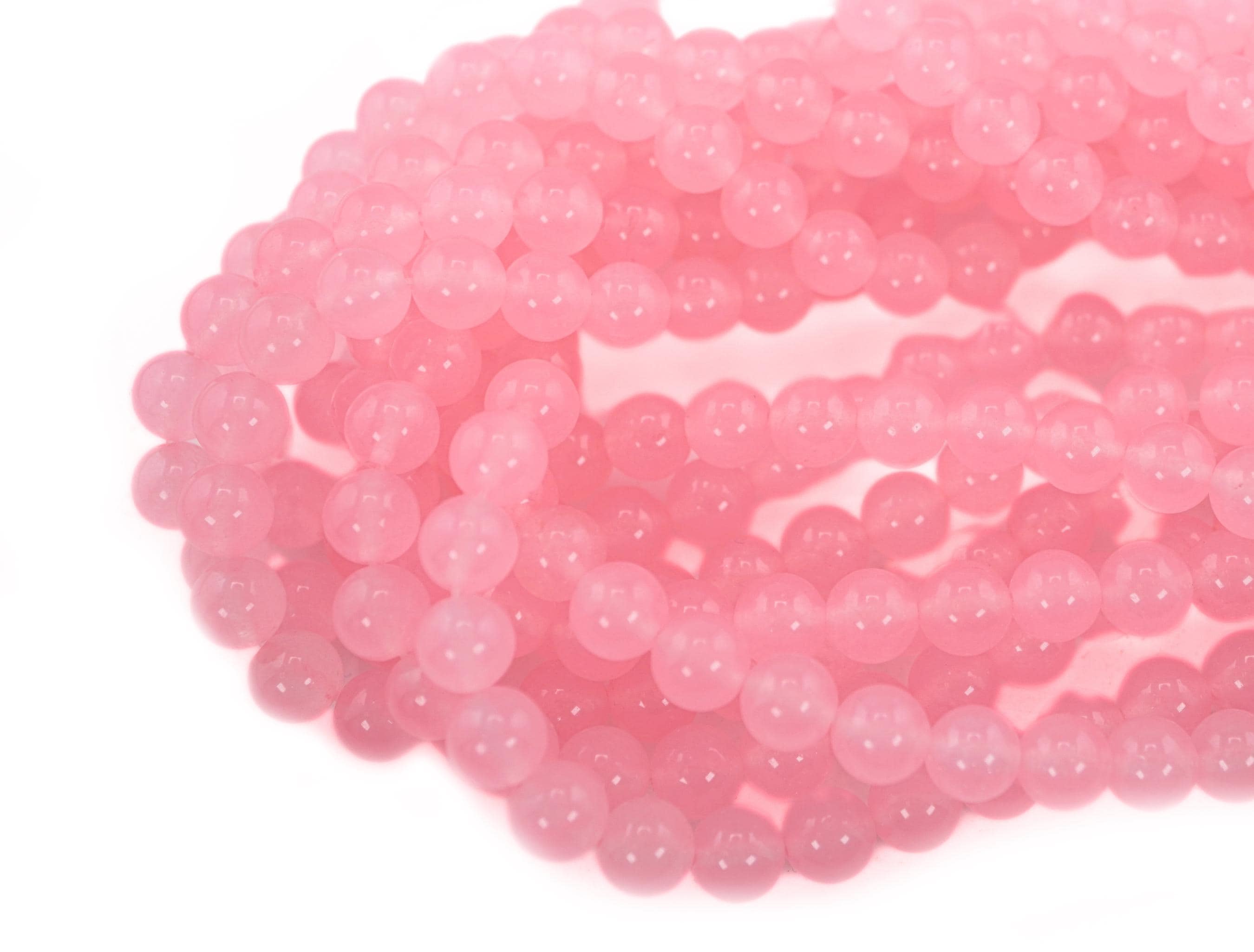 Pink Chalcedony Smooth Round Shape Gemstone Strand Beads