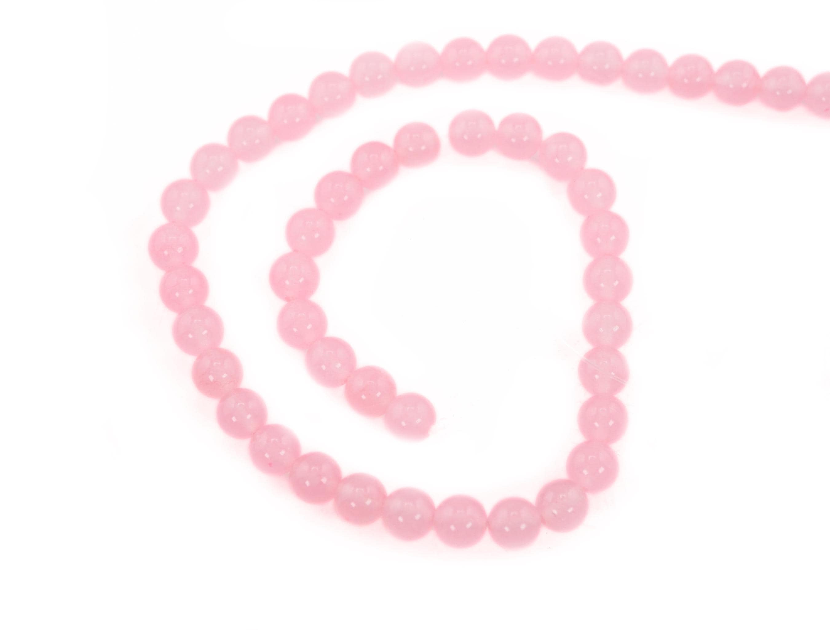 Pink Chalcedony Smooth Round Shape Gemstone Strand Beads