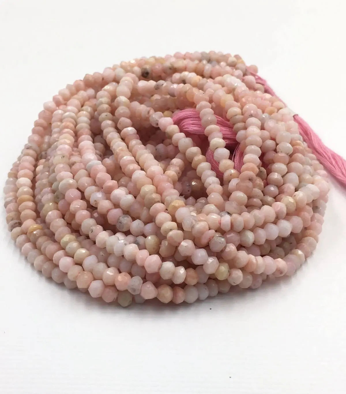 Pink Opal Faceted Rondelle Shape Strand Beads 