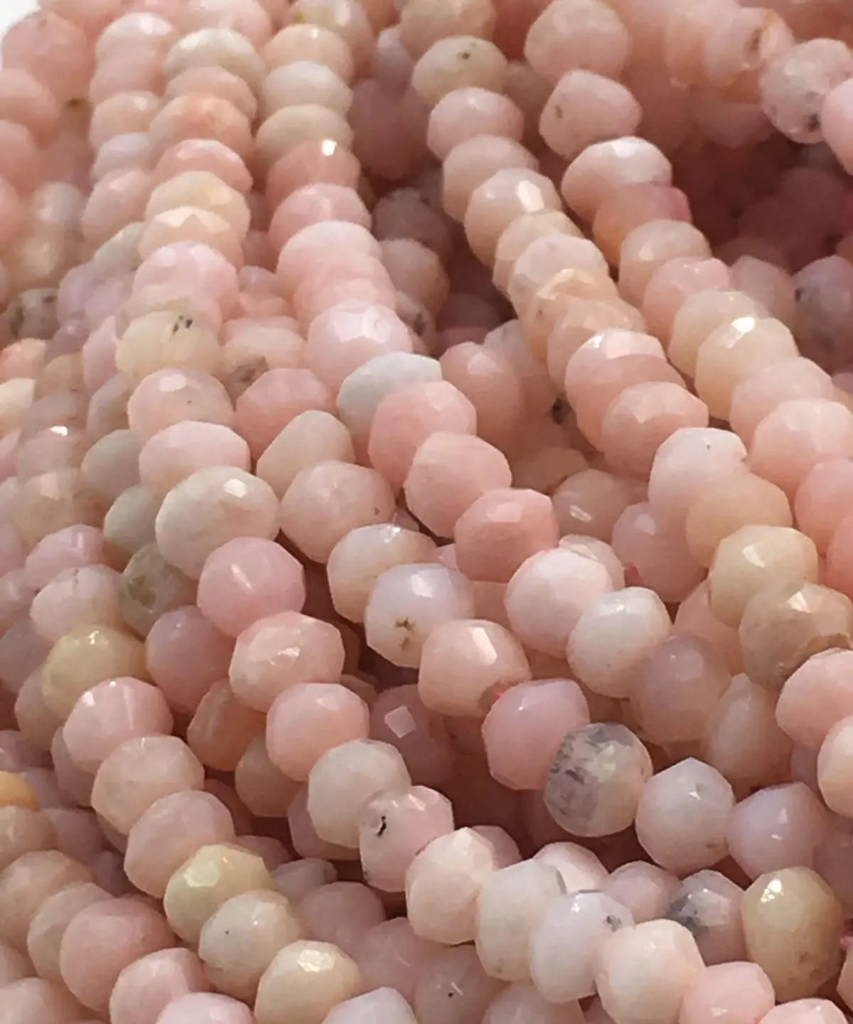 Pink Opal Faceted Rondelle Shape Strand Beads 