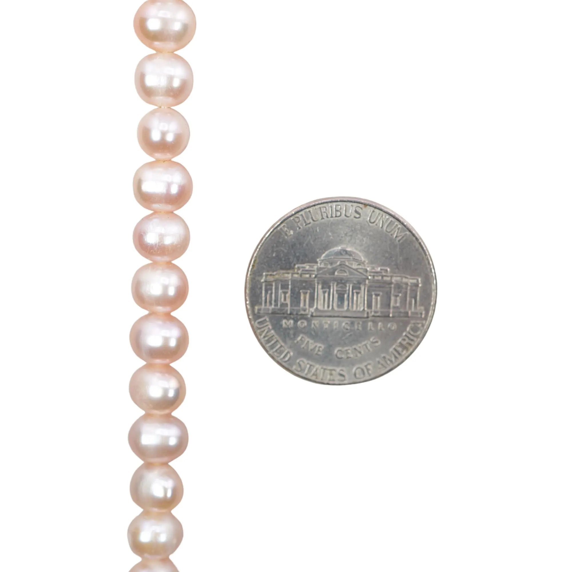 Pink Peach Freshwater Pearl Near Rondelle Strand Beads