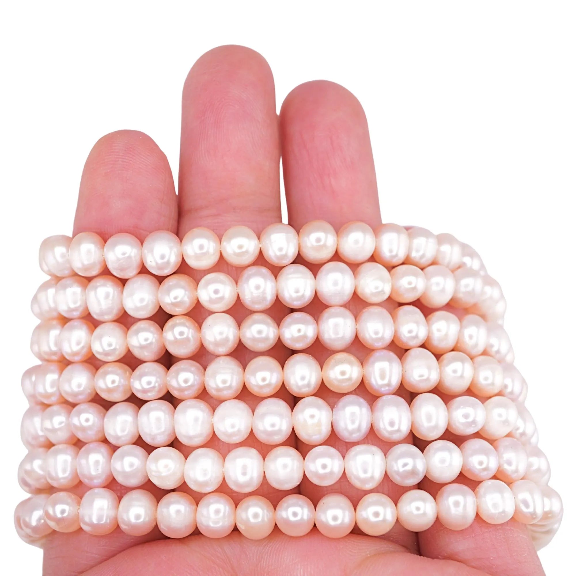 Pink Peach Freshwater Pearl Near Rondelle Strand Beads