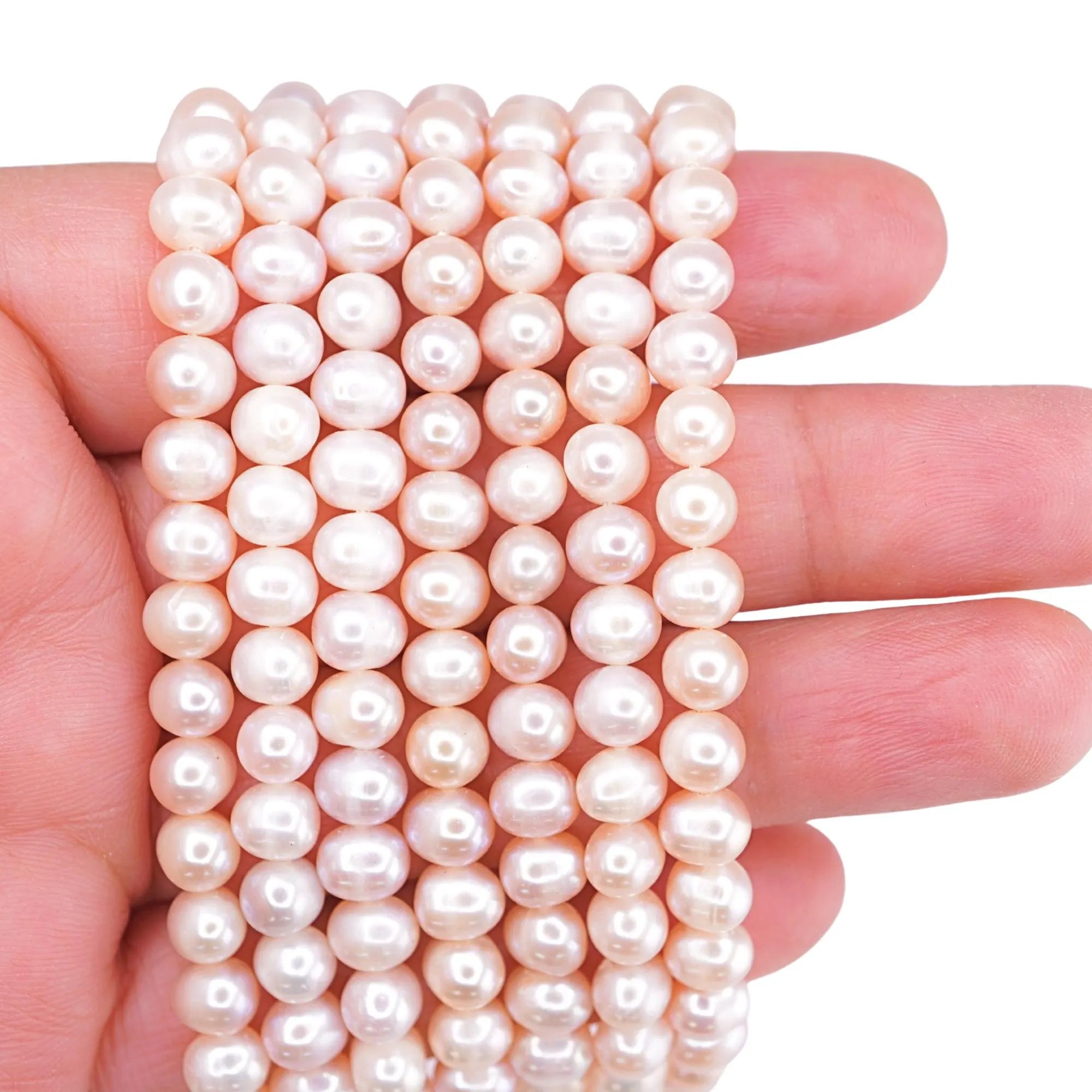 Pink Peach Freshwater Pearl Near Rondelle Strand Beads
