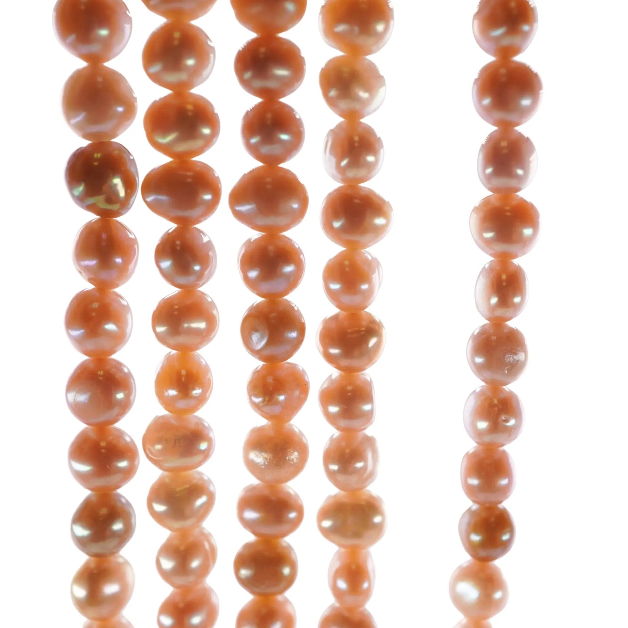 Pink Peach Freshwater Pearl Potato Shape Strand Beads