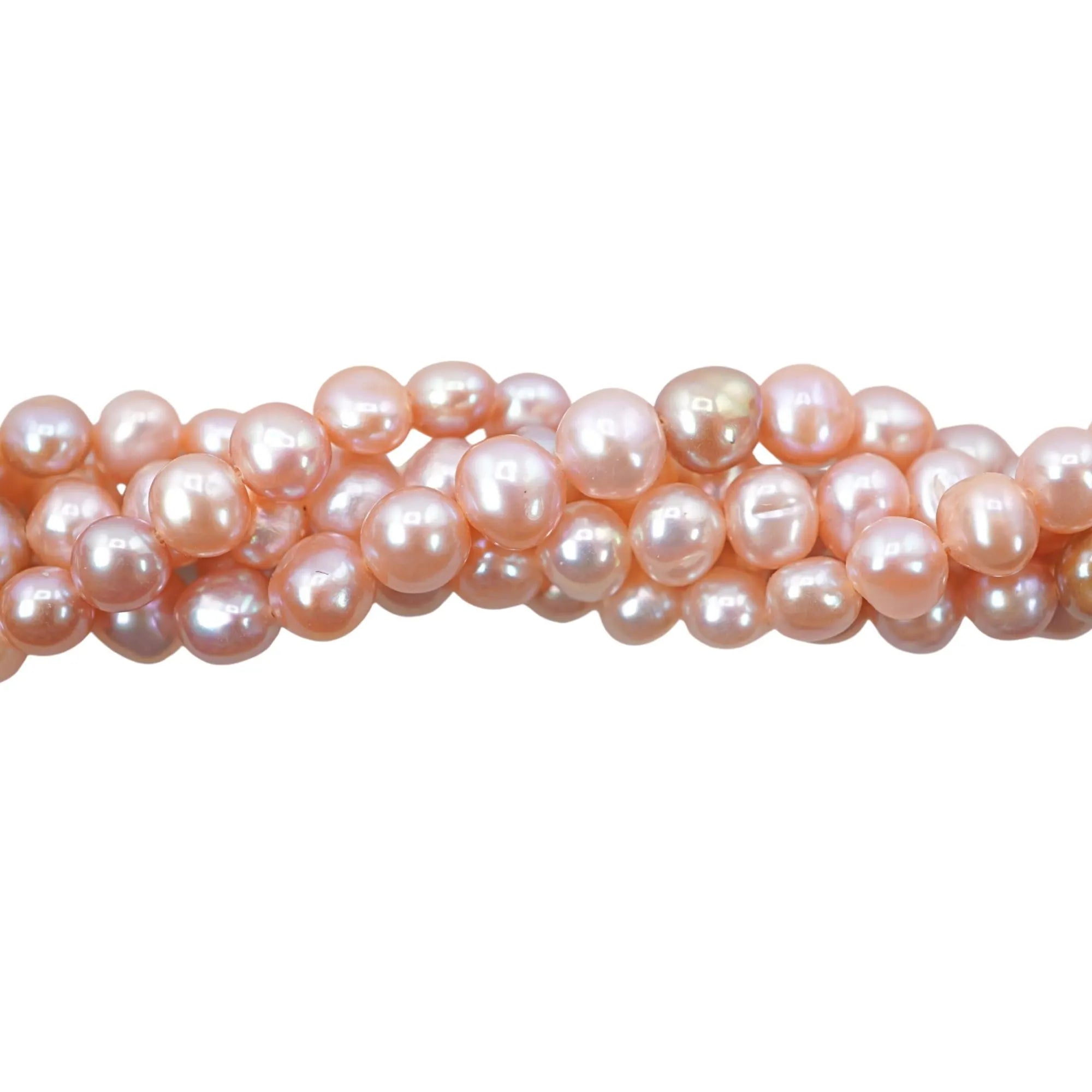 Pink Peach Freshwater Pearl Potato Shape Strand Beads