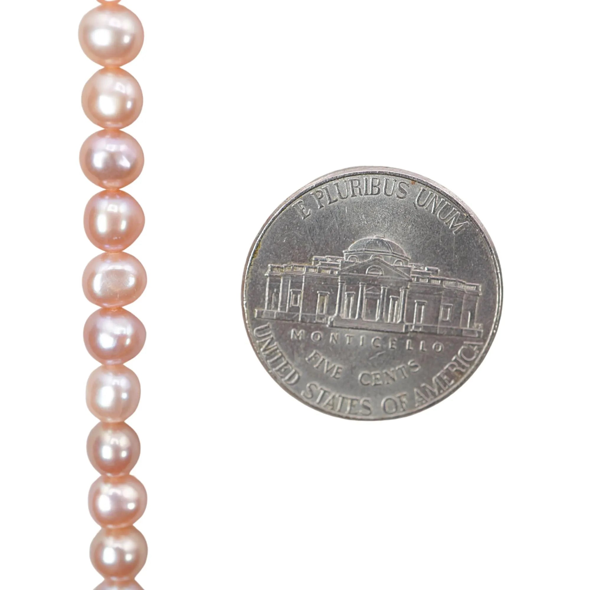 Pink Peach Freshwater Pearl Potato Shape Strand Beads