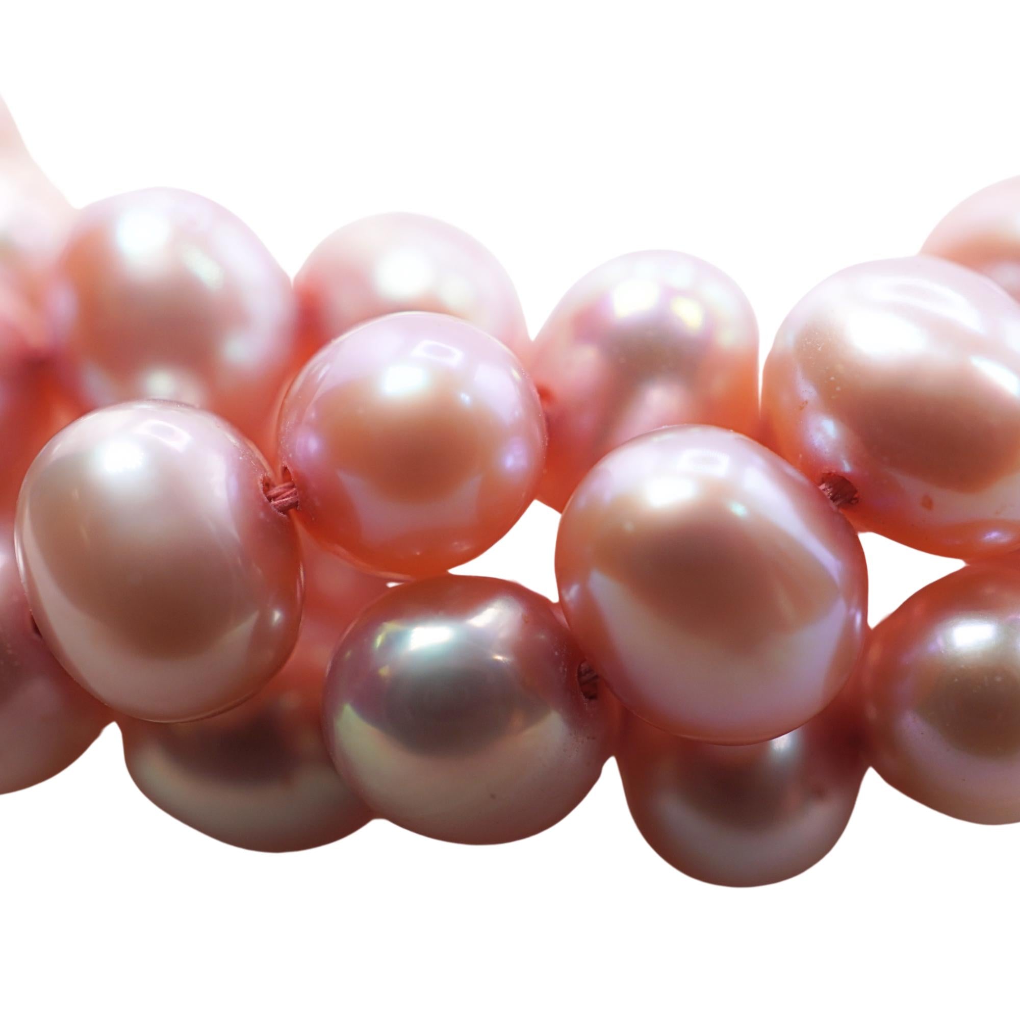 Pink Peach Freshwater Pearls Near Round Shape Strand Beads