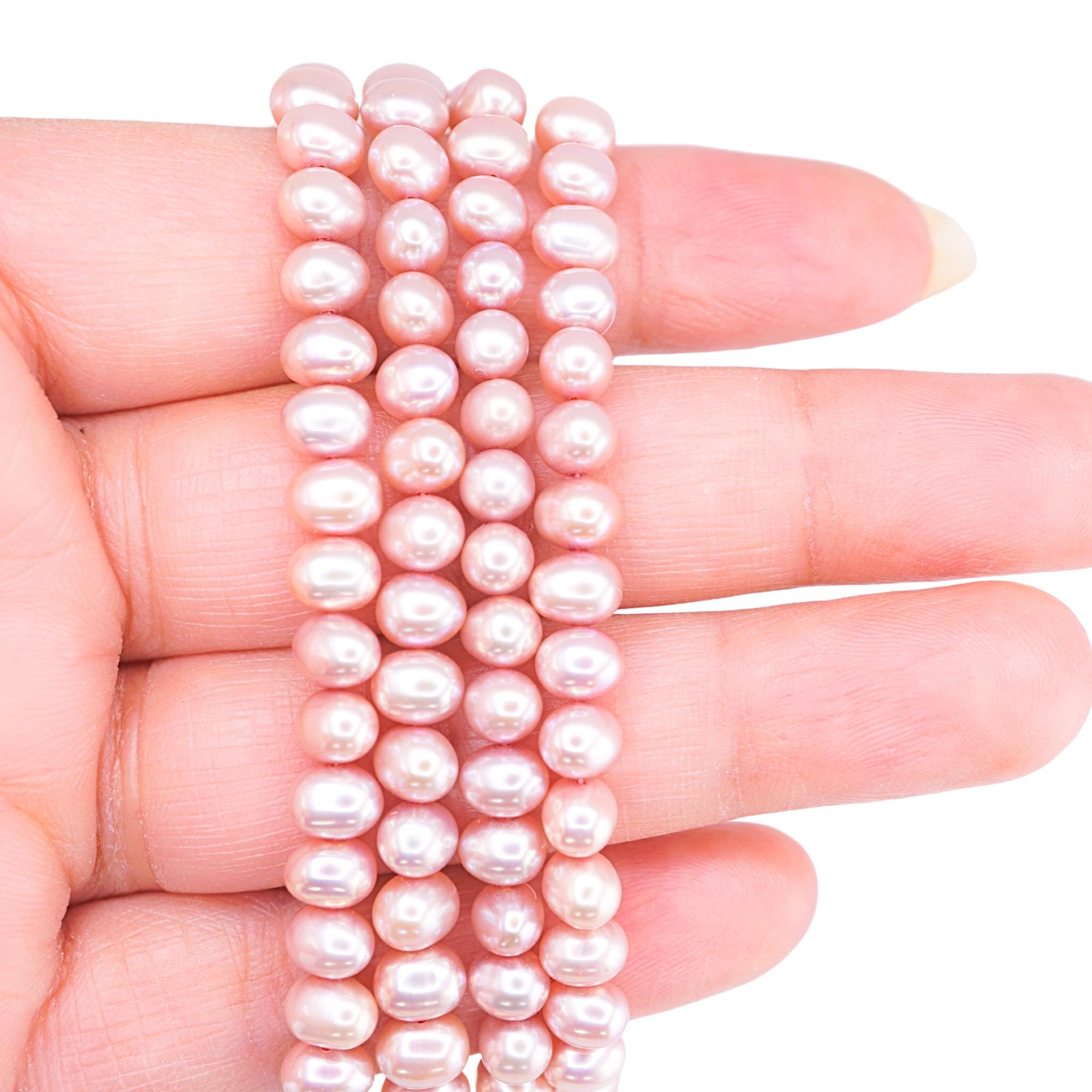 Pink Peach Freshwater Pearls Near Round Shape Strand Beads