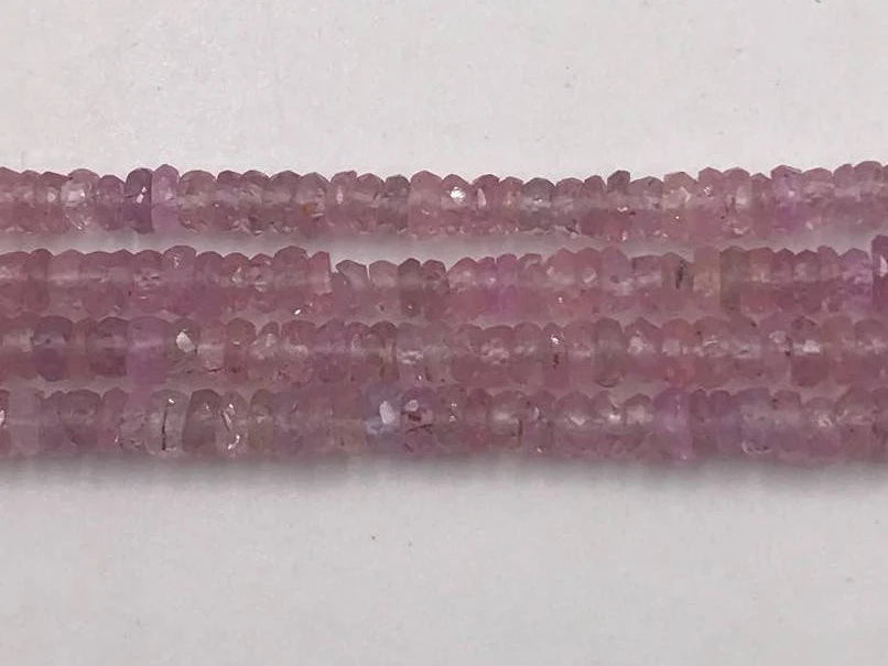 Pink Sapphire Faceted Button Shape Gemstone Strand Beads