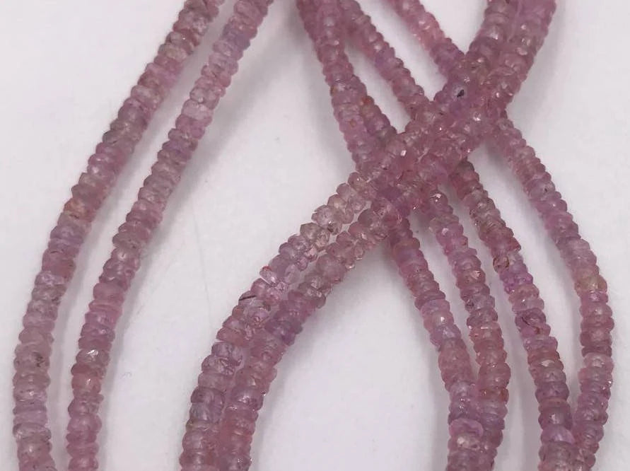 Pink Sapphire Faceted Button Shape Gemstone Strand Beads