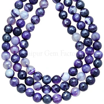 Purple Agate Faceted Round Beads