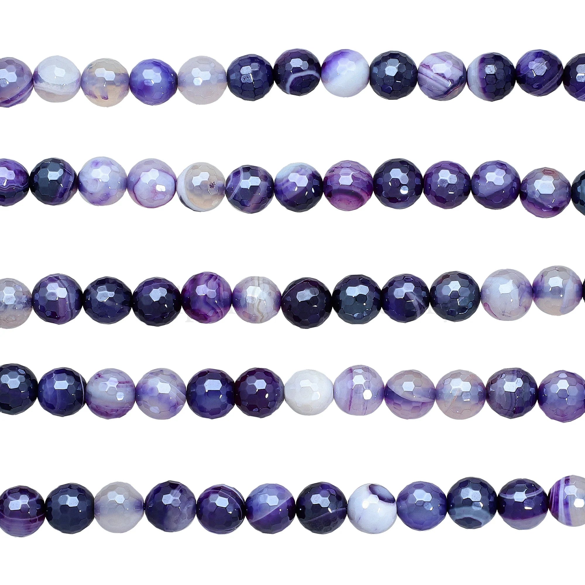 Purple Agate Faceted Round Beads