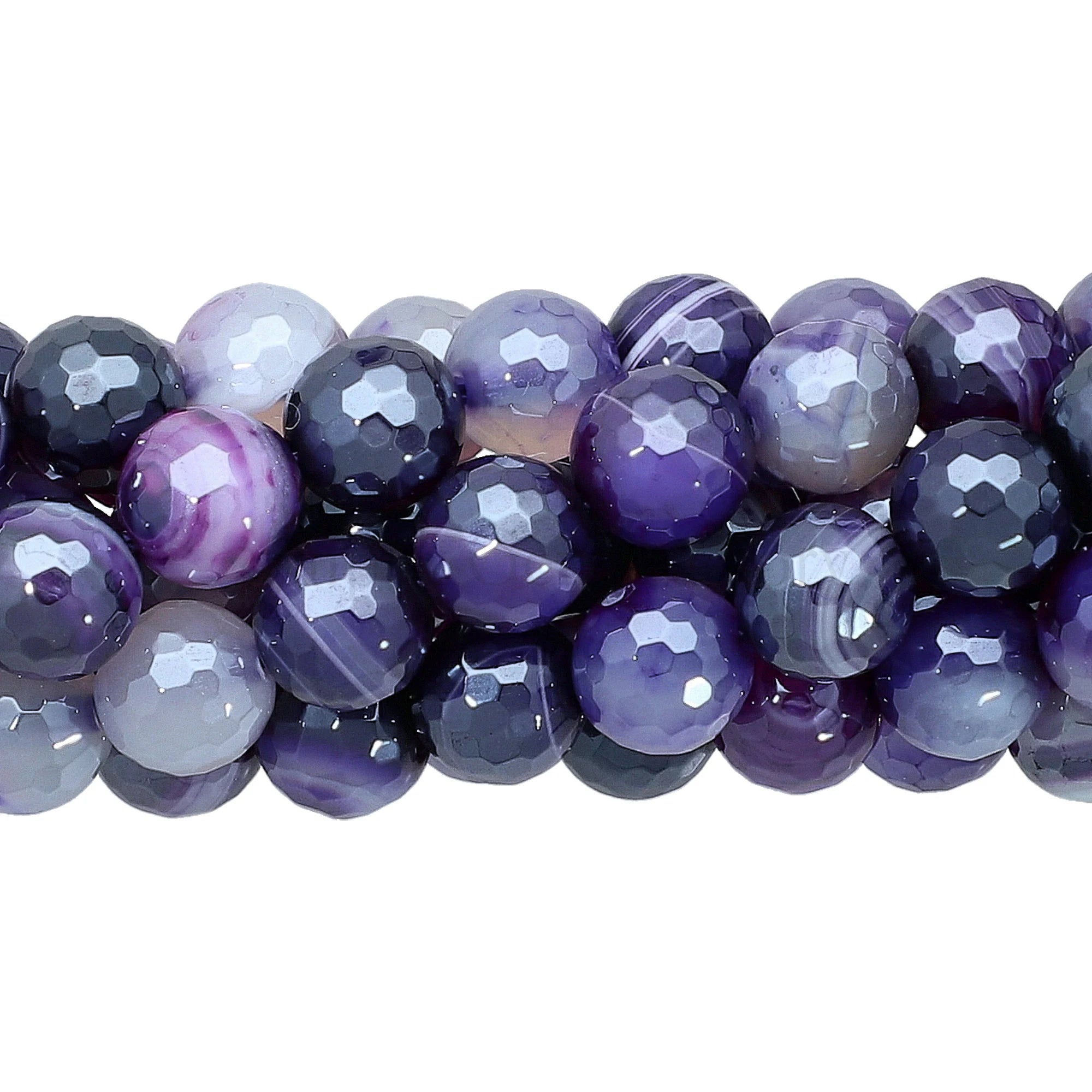 Purple Agate Faceted Round Beads