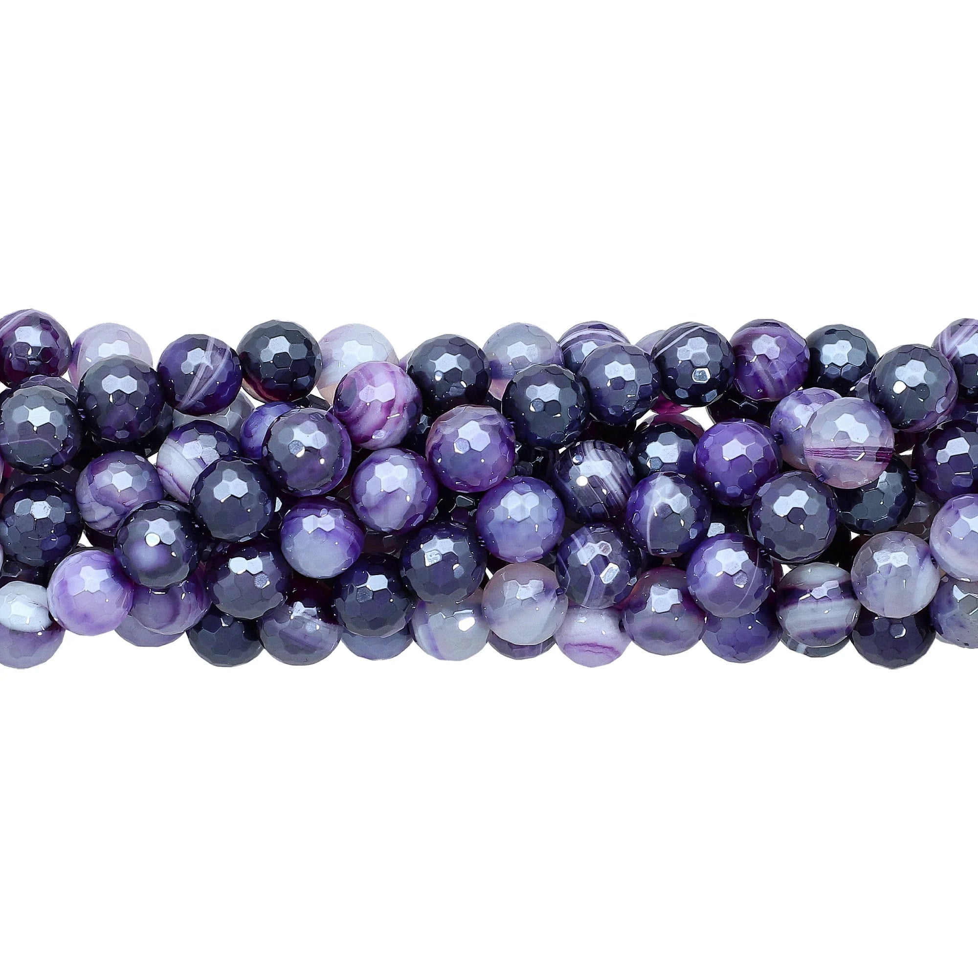 Purple Agate Faceted Round Beads