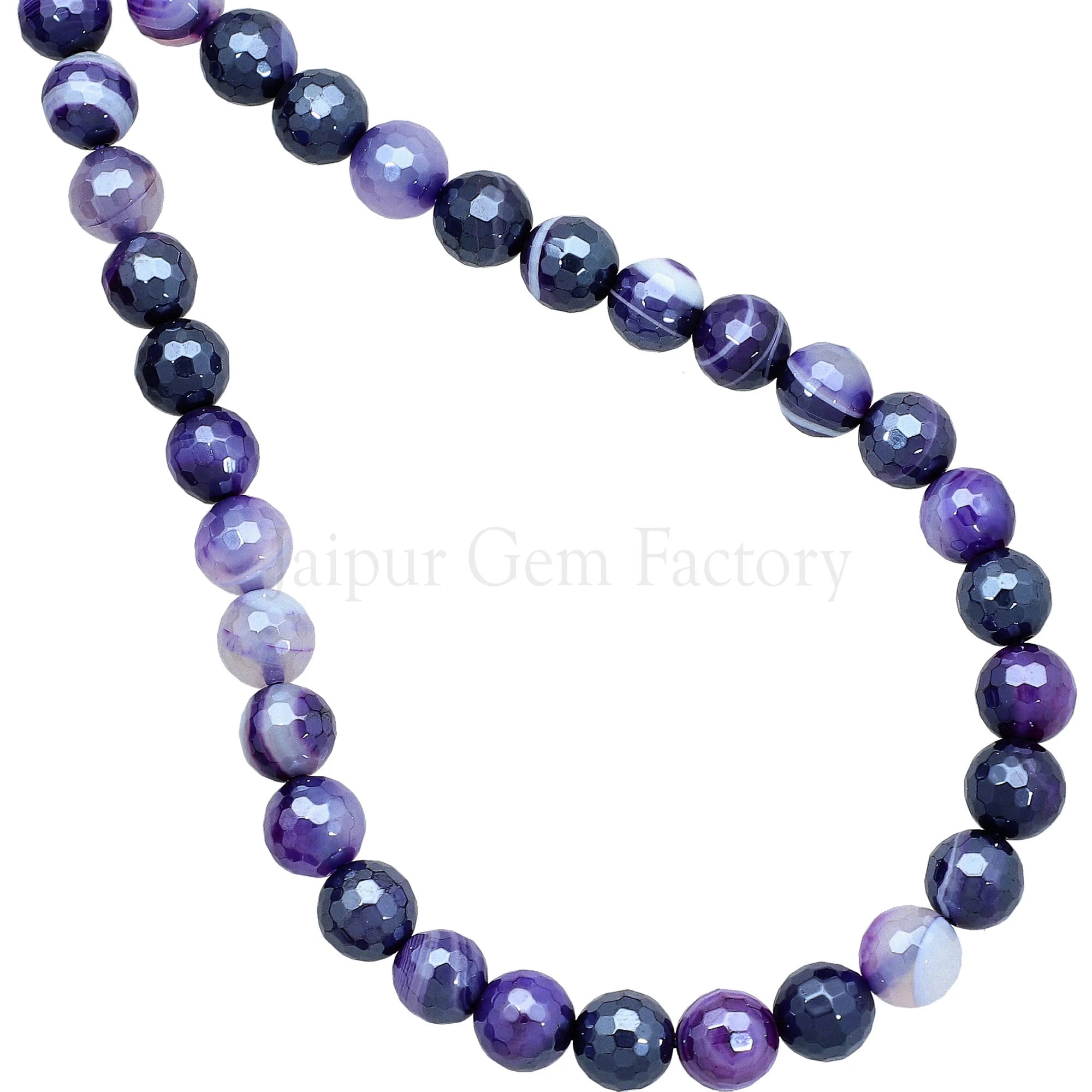 Purple Agate Faceted Round Beads