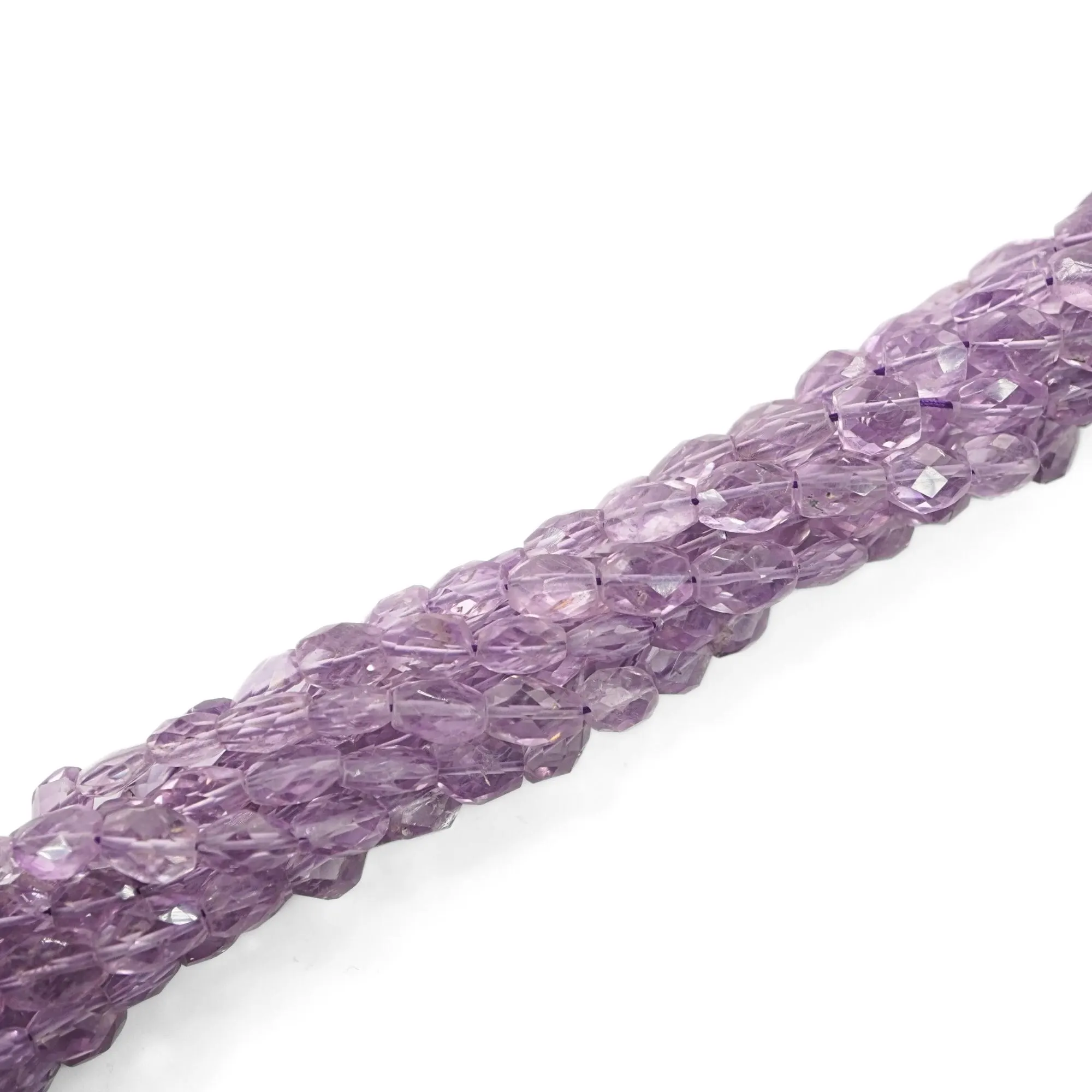 Purple Amethyst Faceted Oval Shape Gemstone Strand Beads