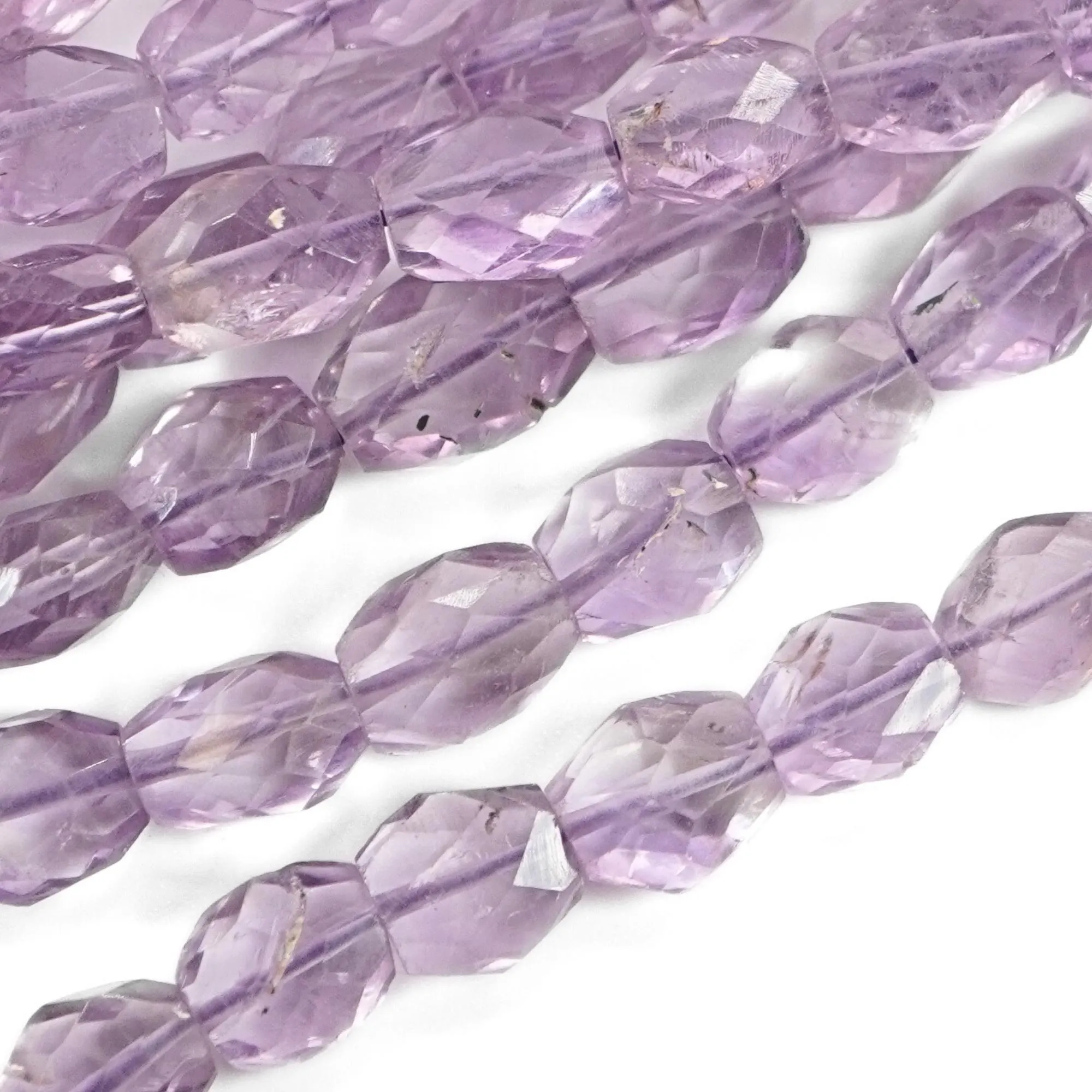 Purple Amethyst Faceted Oval Shape Gemstone Strand Beads