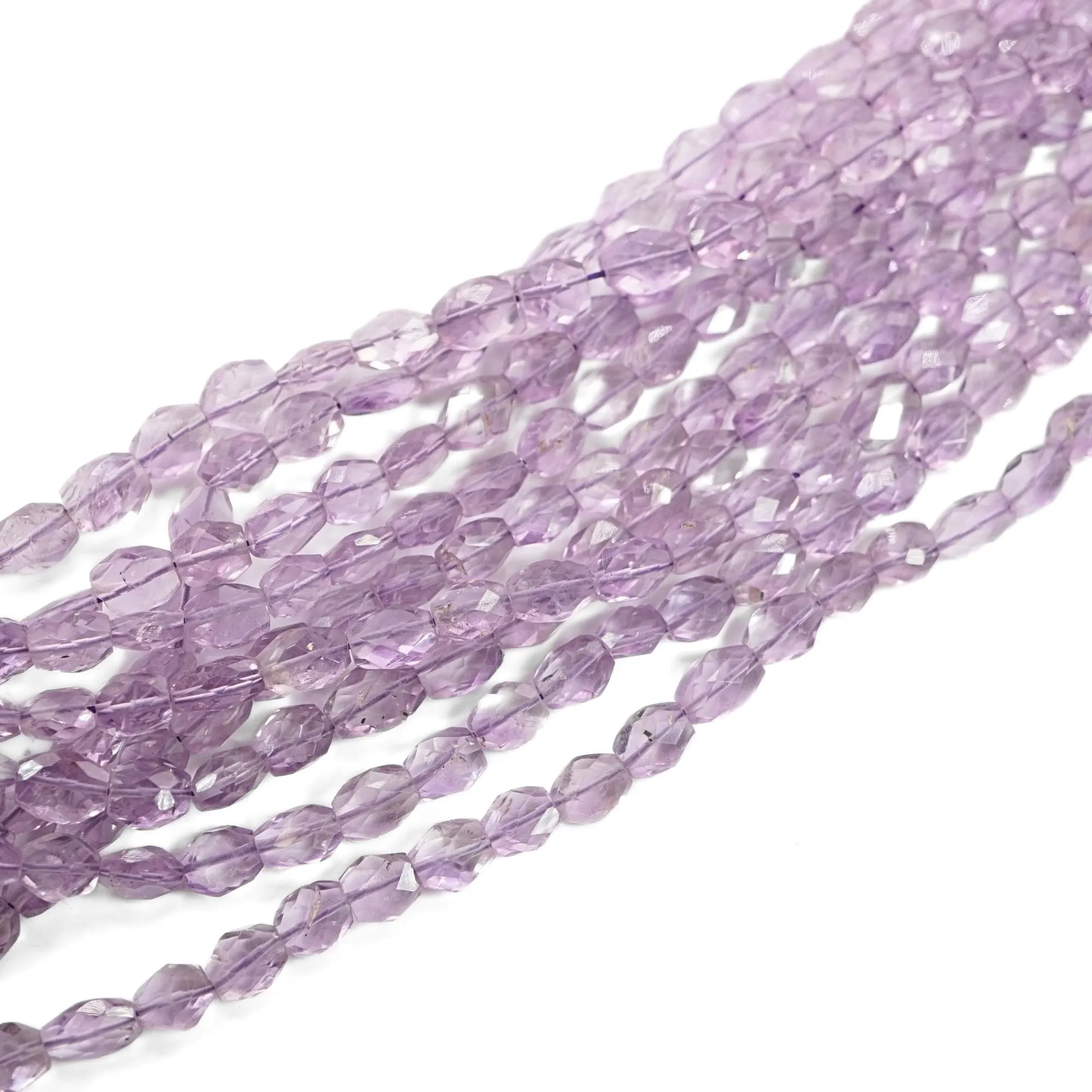 Purple Amethyst Faceted Oval Shape Gemstone Strand Beads