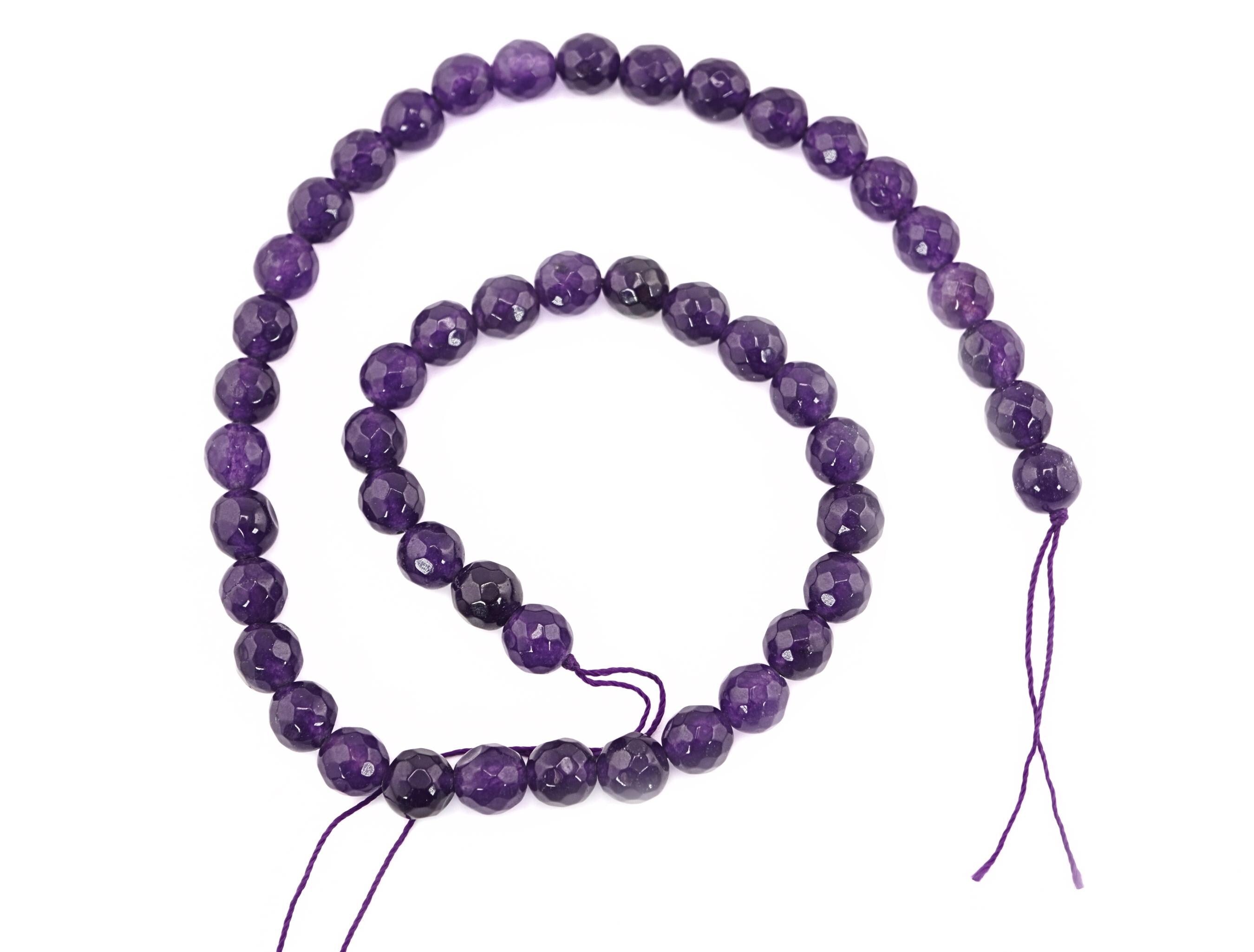 Purple Jade Faceted Round Shape Gemstone Strand Beads