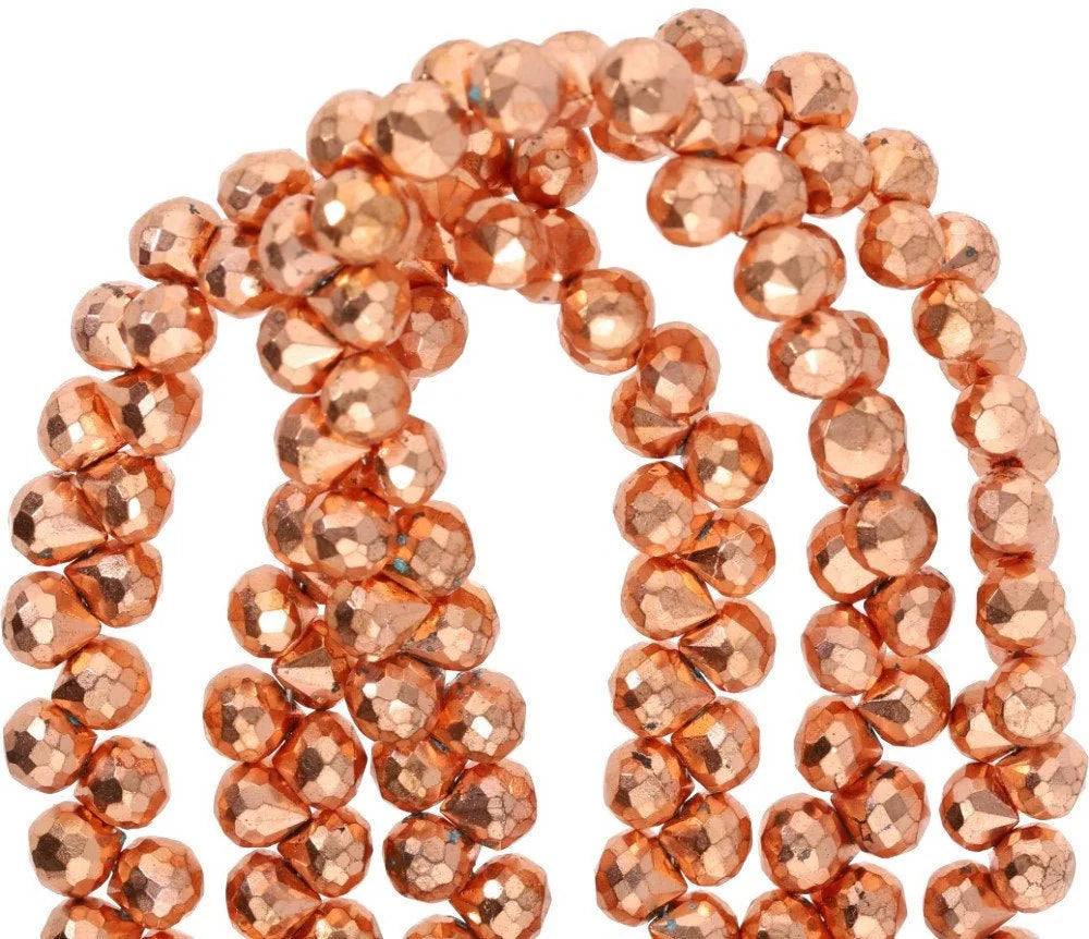 Pyrite Copper Faceted Gemstone Beads

