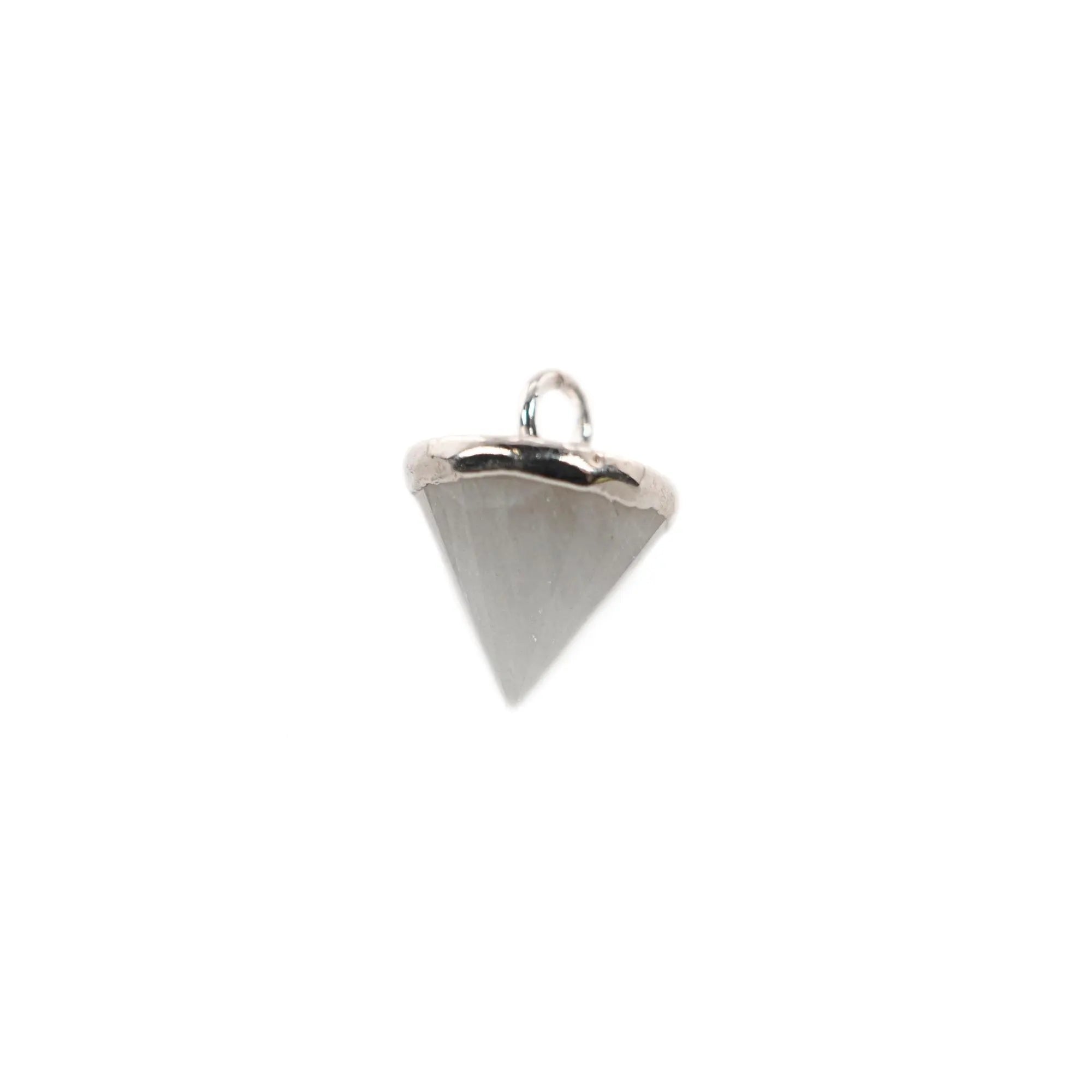 Rainbow Moonstone Pointed Cone Shape Gemstone Silver Electroplated Charm Pendant