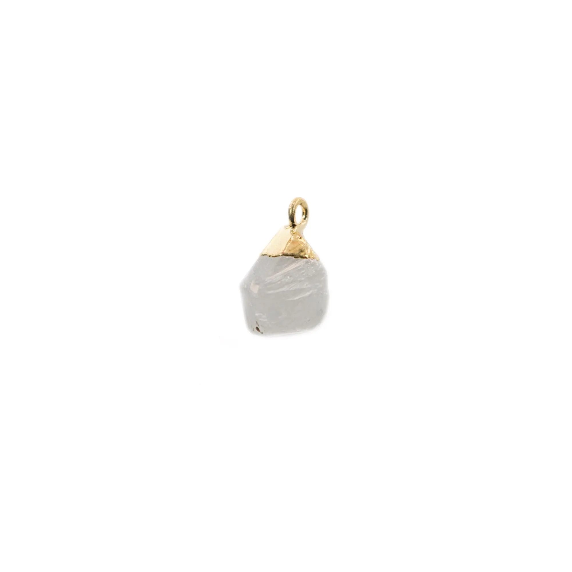 Rainbow Moonstone Rough Gemstone Gold Electroplated Charm Pendant