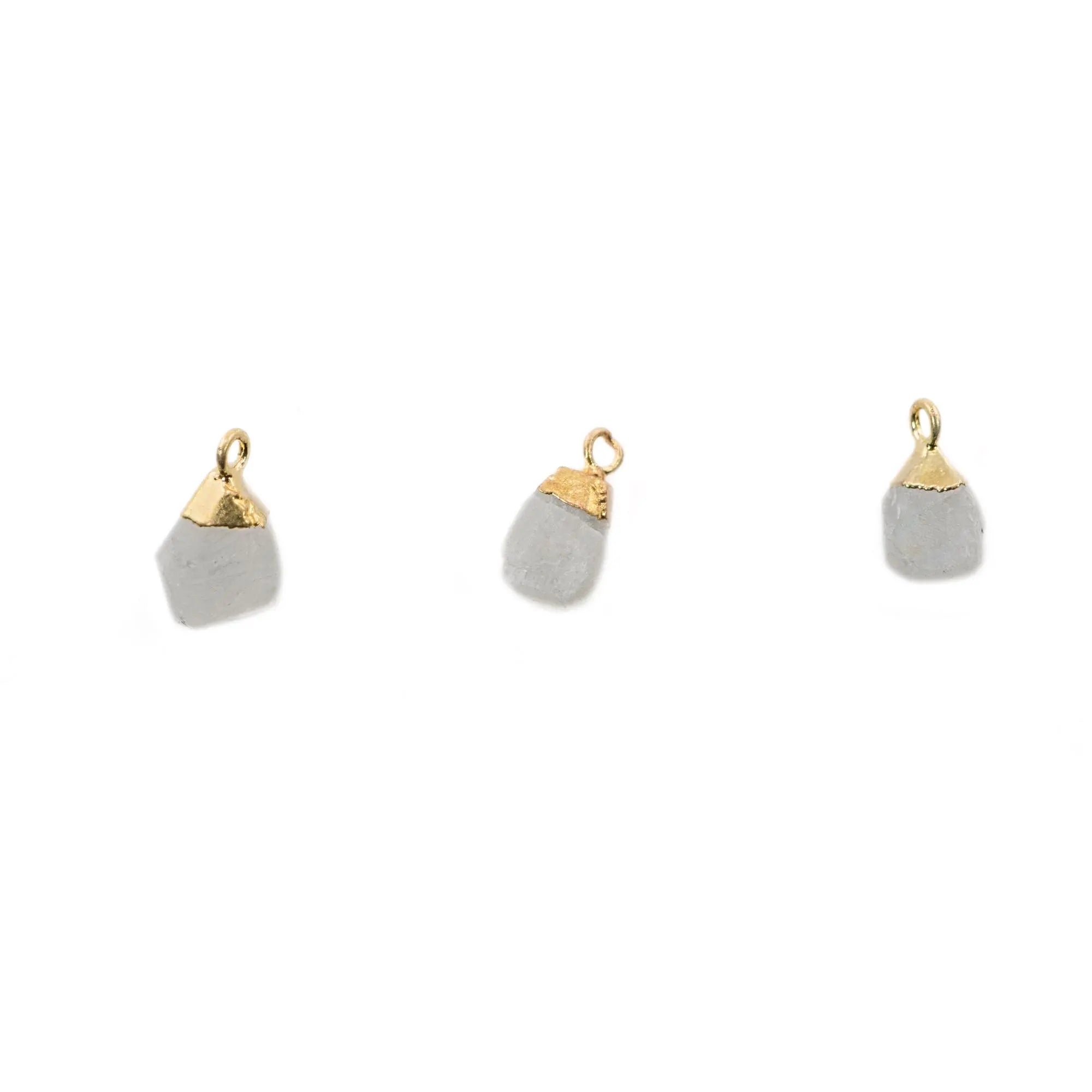 Rainbow Moonstone Rough Gemstone Gold Electroplated Charm Pendant