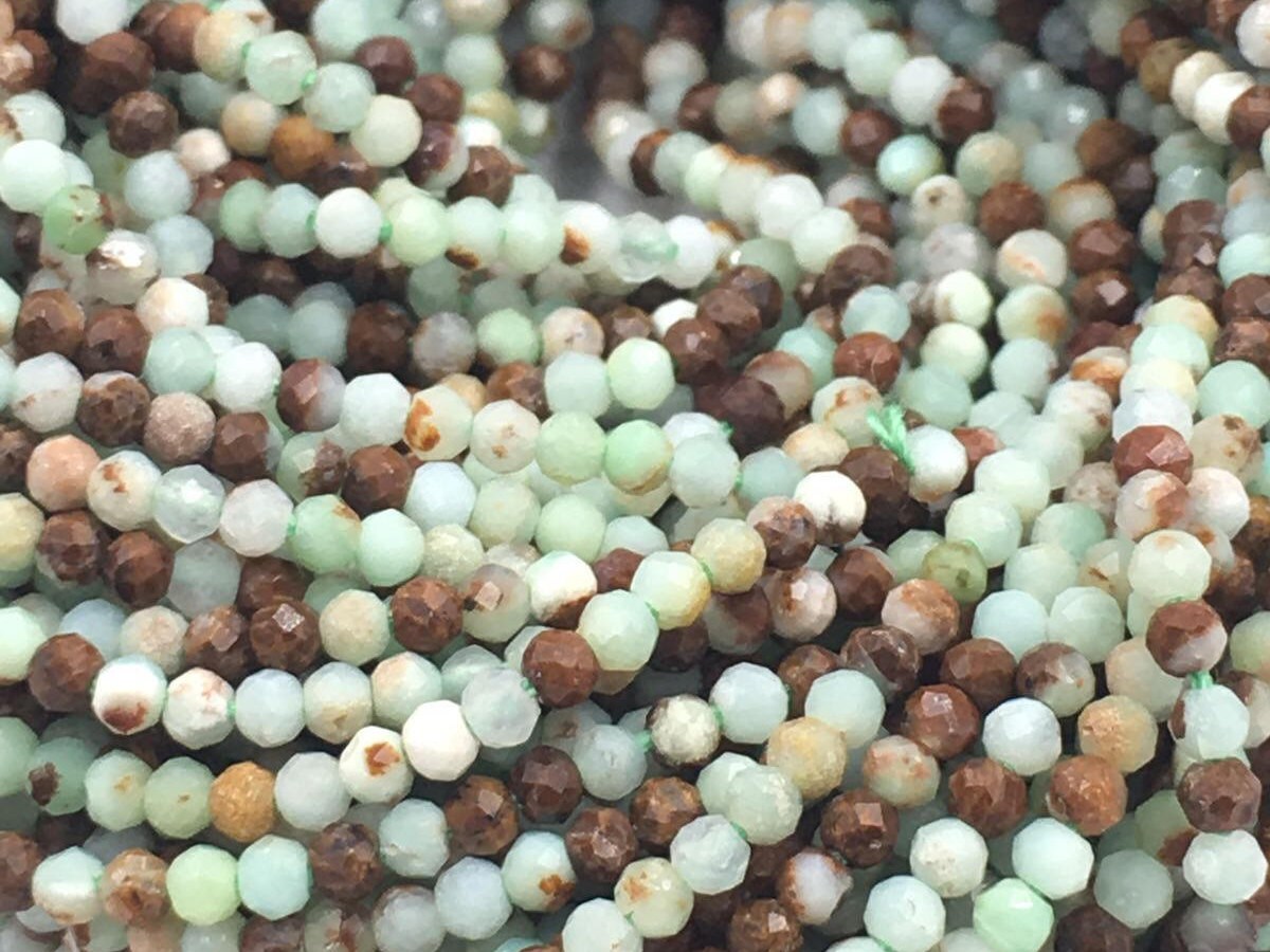 Raw Chrysoprase Faceted Rondelle Shape Strand Beads