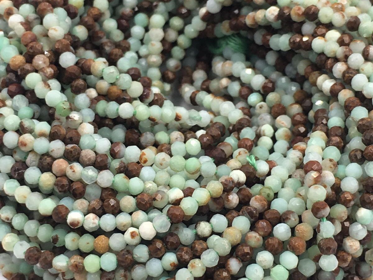 Raw Chrysoprase Faceted Rondelle Shape Strand Beads