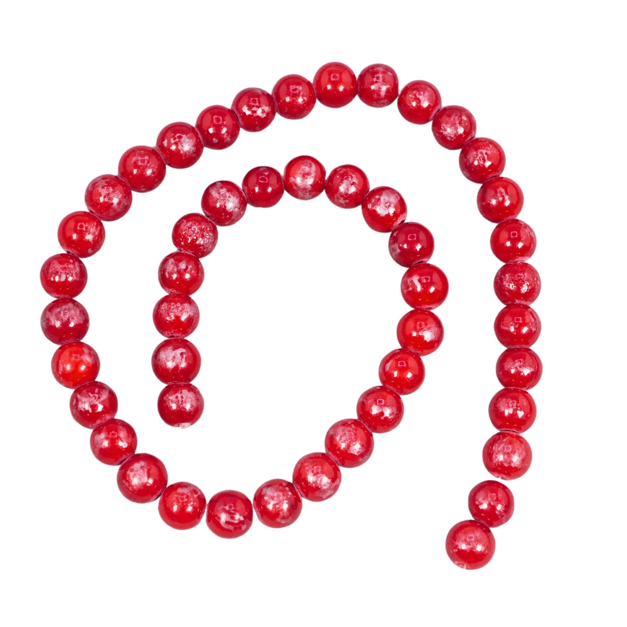 Red Bamboo Coral Smooth Round Beads 