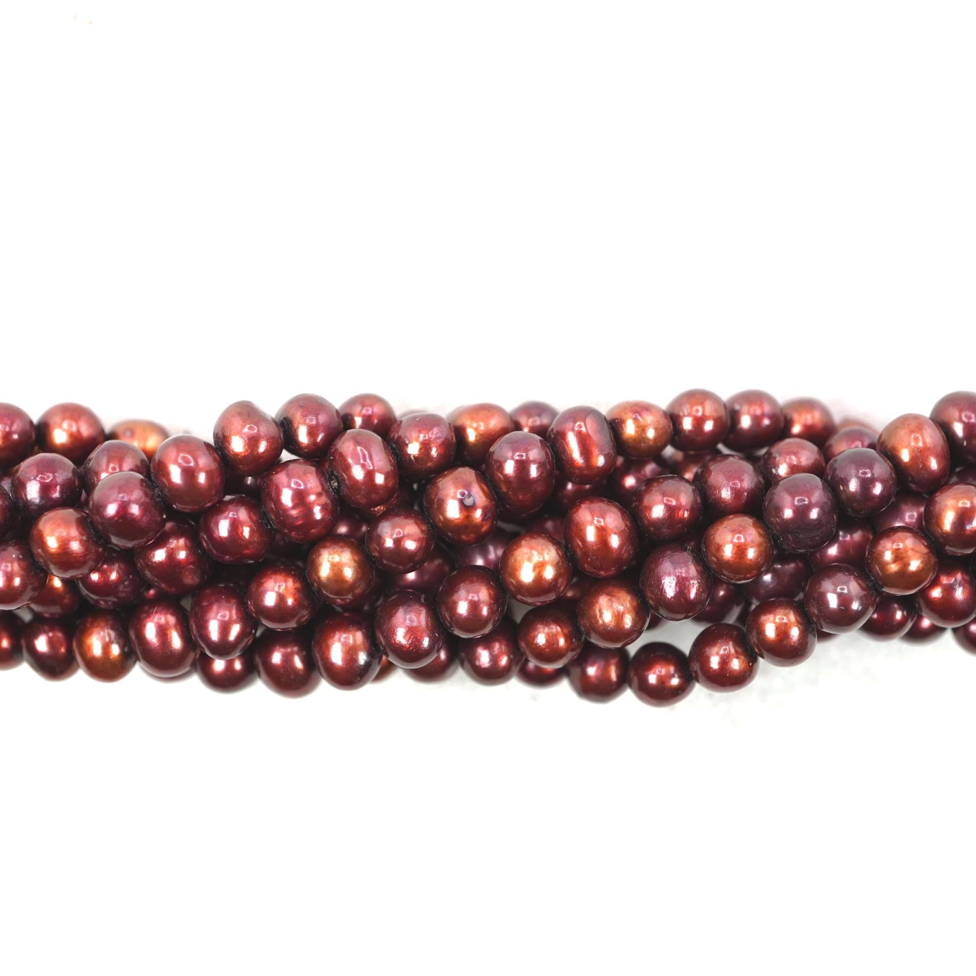 Red Cherry Freshwater Pearls Round Shape Strand Beads
