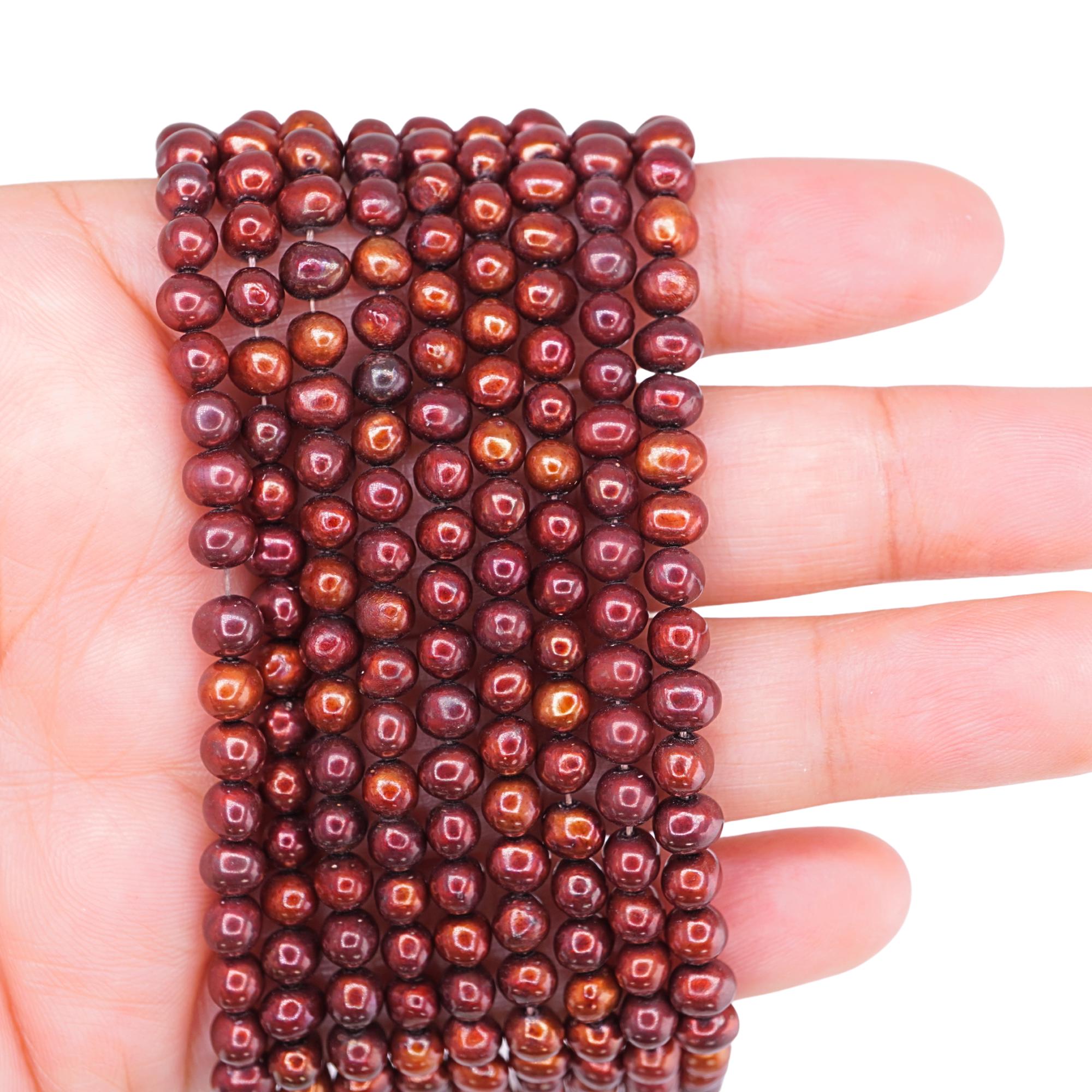 Red Cherry Freshwater Pearls Round Shape Strand Beads