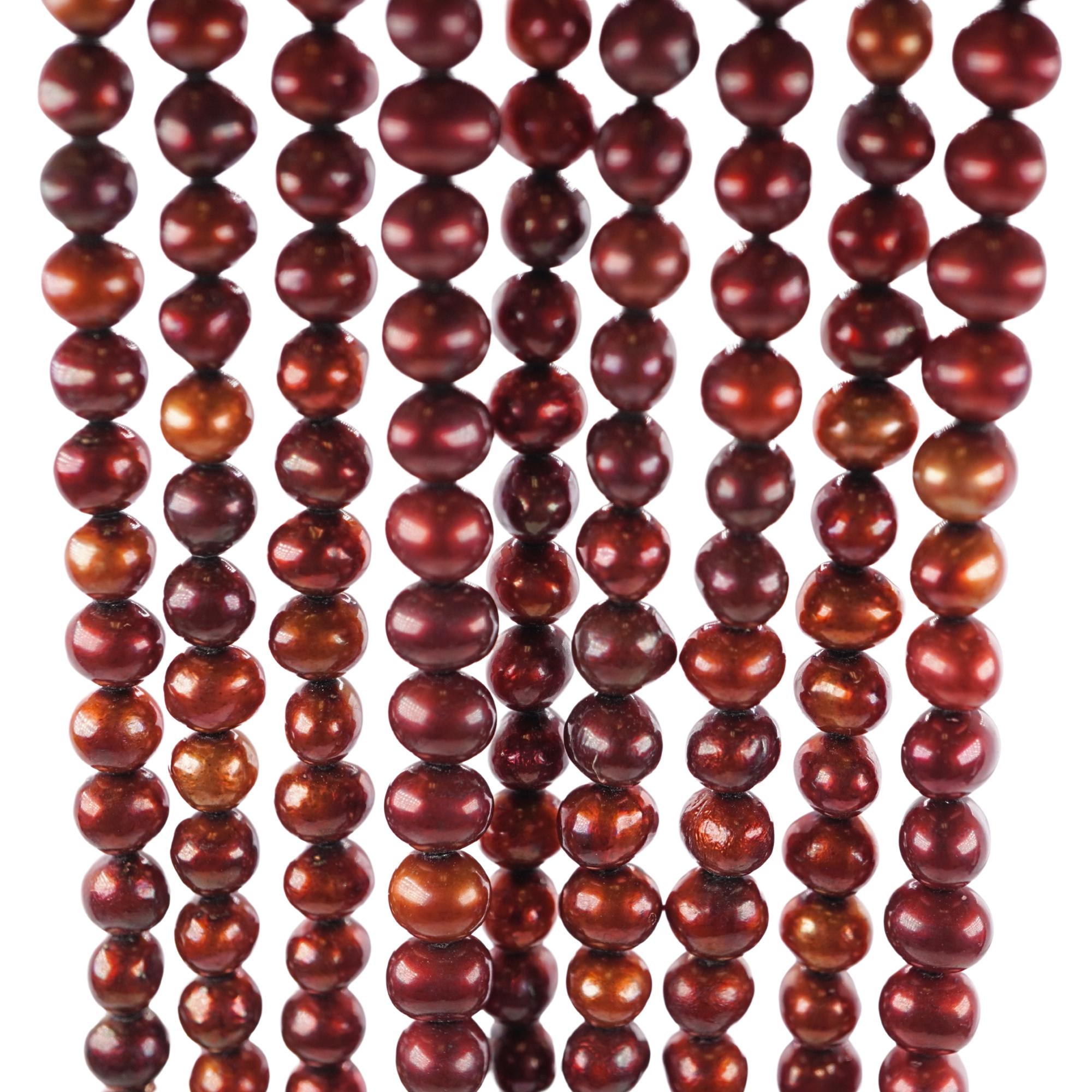 Red Cherry Freshwater Pearls Round Shape Strand Beads
