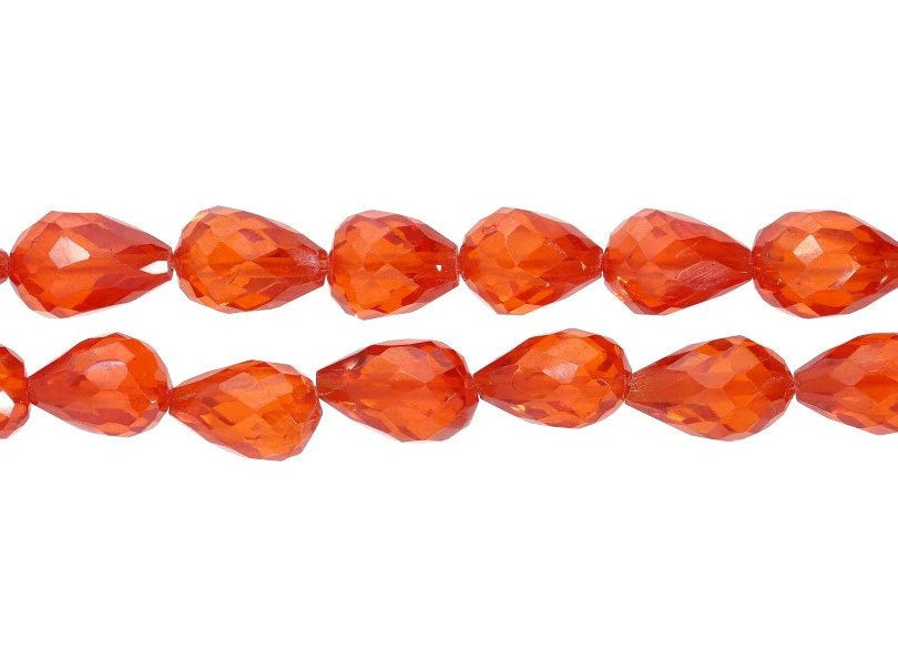 Red Cubic Zirconia Faceted Teardrop Shape Strand Beads