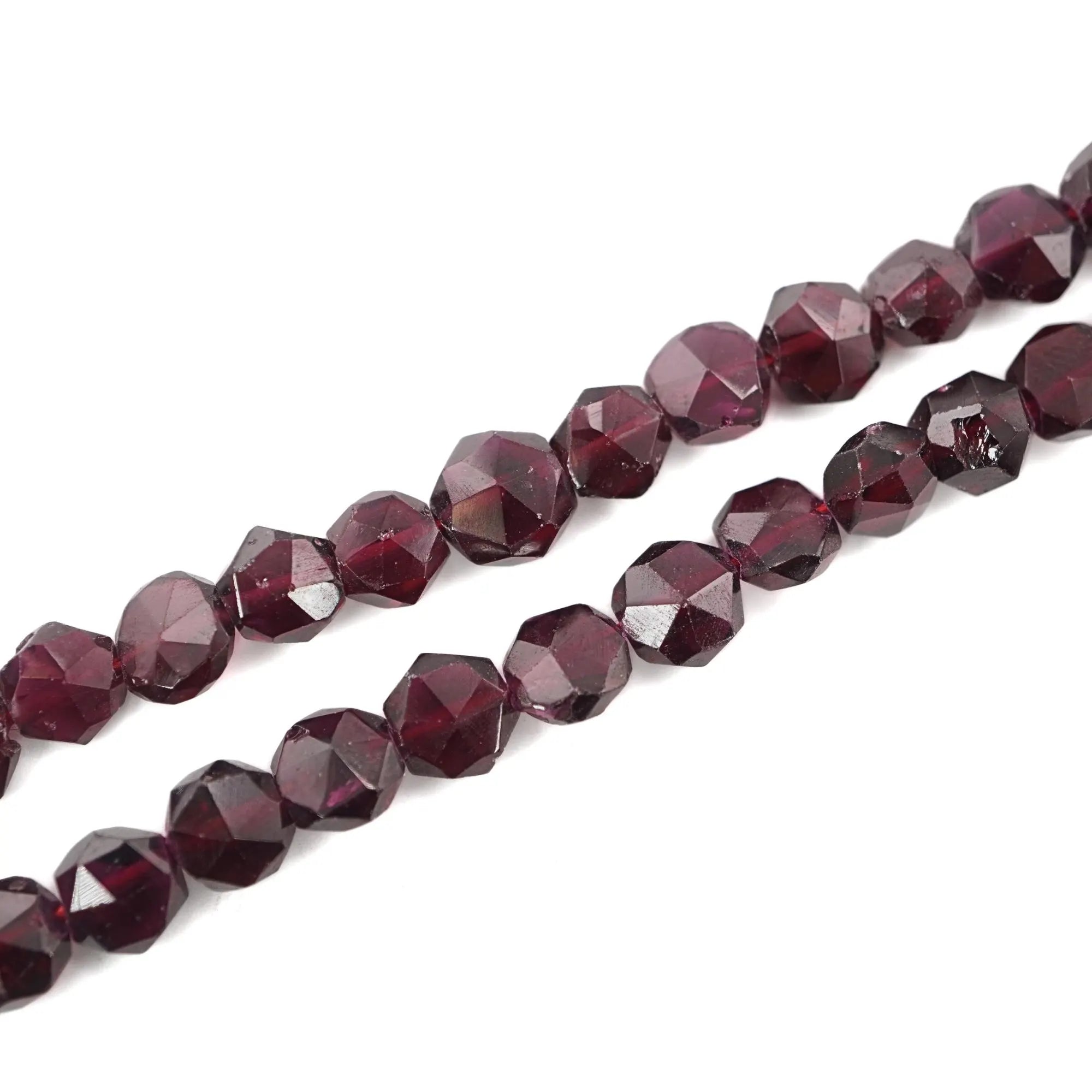 Red Garnet Faceted Coin Shape Gemstone Strand Beads