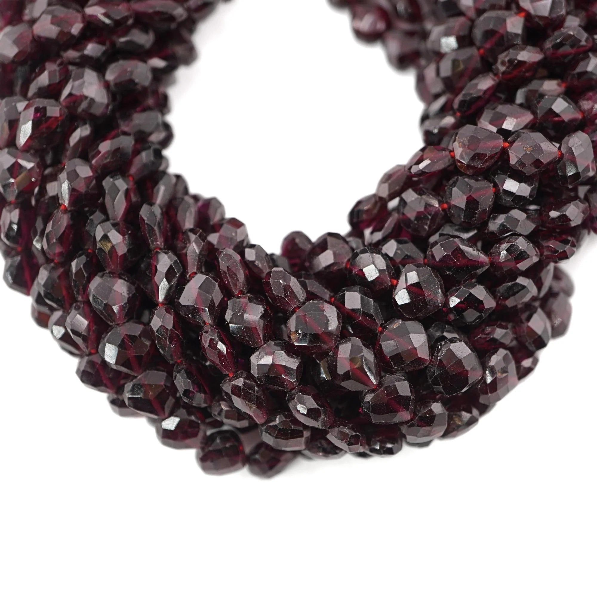 Red Garnet Faceted Heart Shape Gemstone Strand Beads